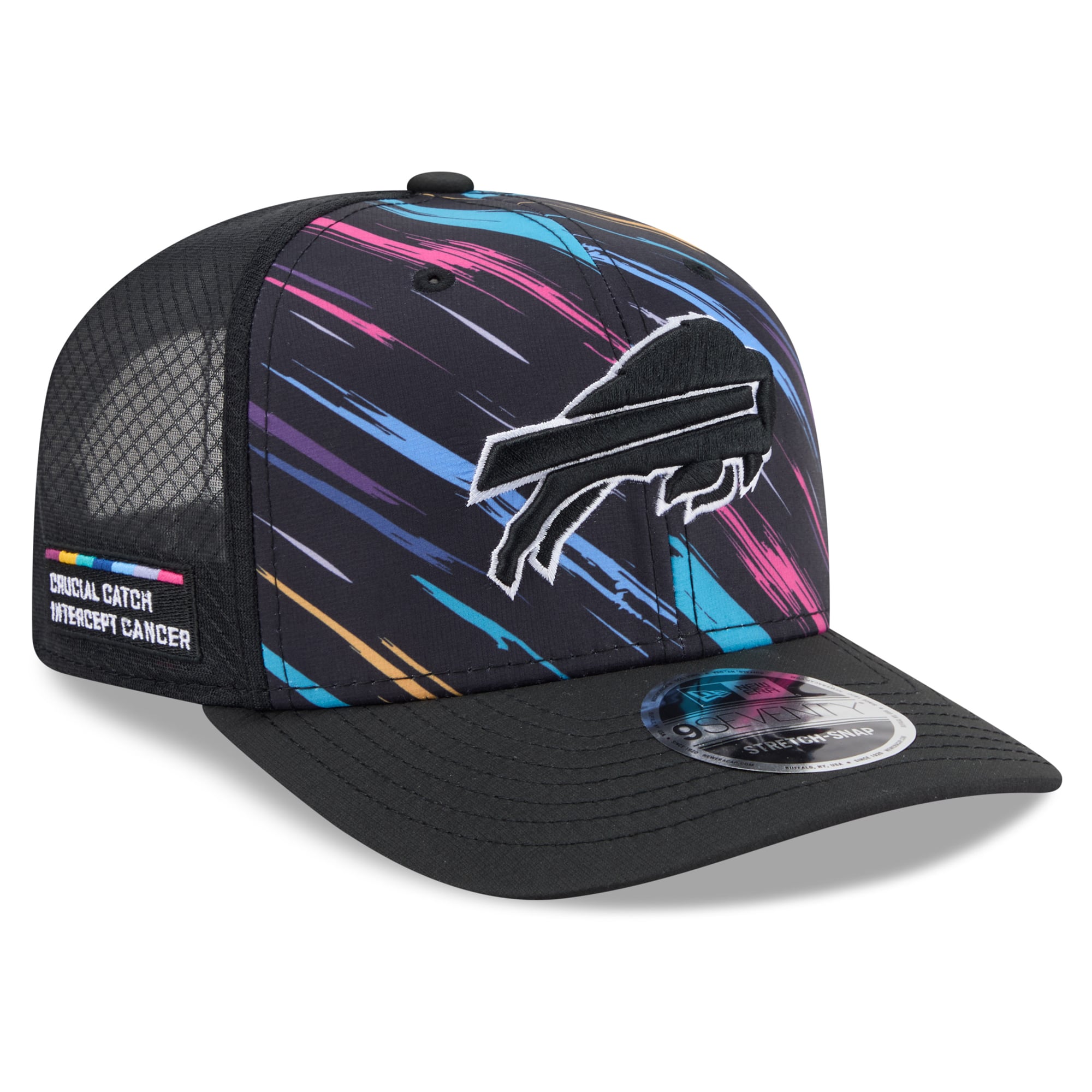 Youth New Era Black Buffalo Bills 2026 NFL Crucial Catch 9SEVENTY Adjustable Trucker Hat