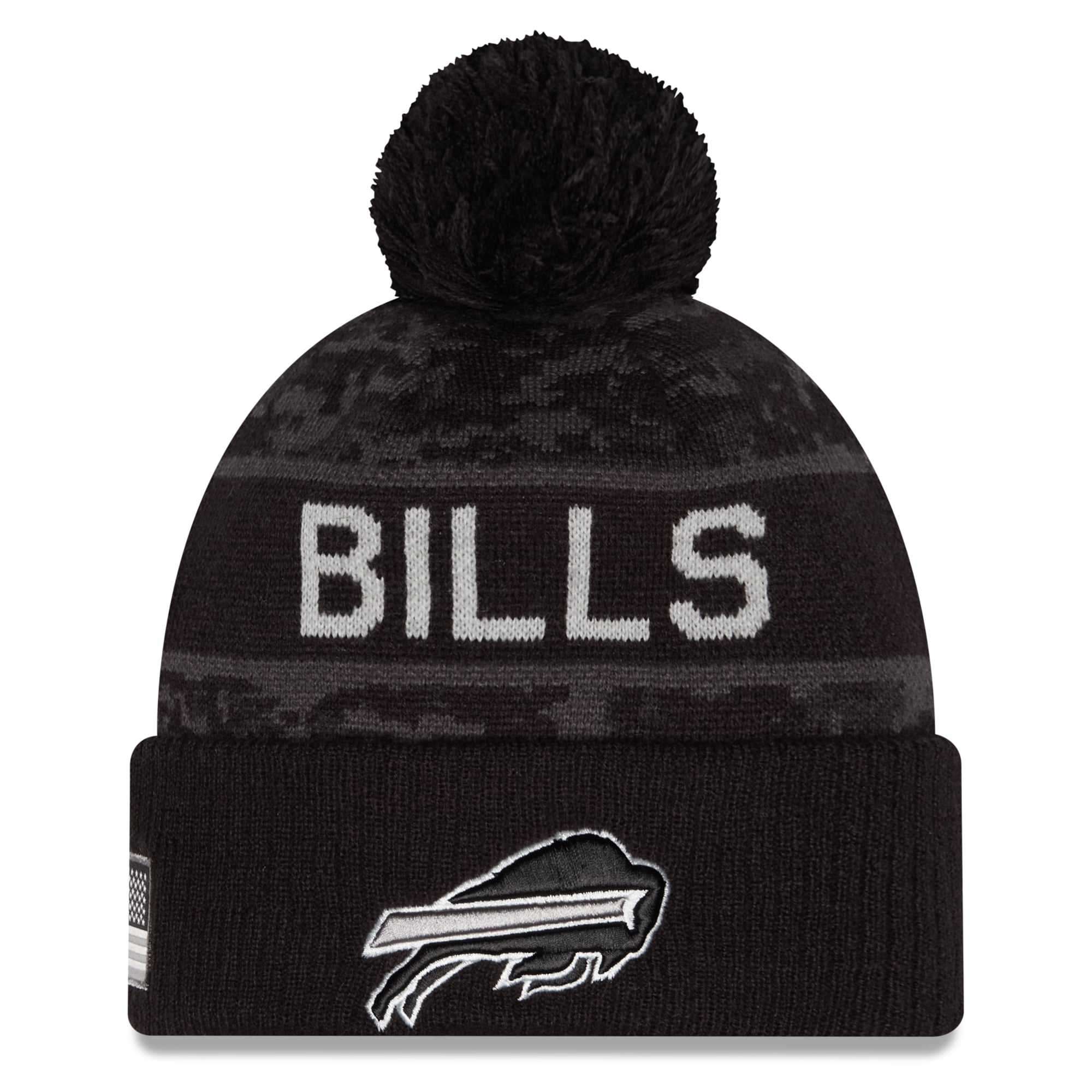 Bonnet à revers New Era Black Buffalo Bills 2026 Salute To Service pour jeunes, avec pompon