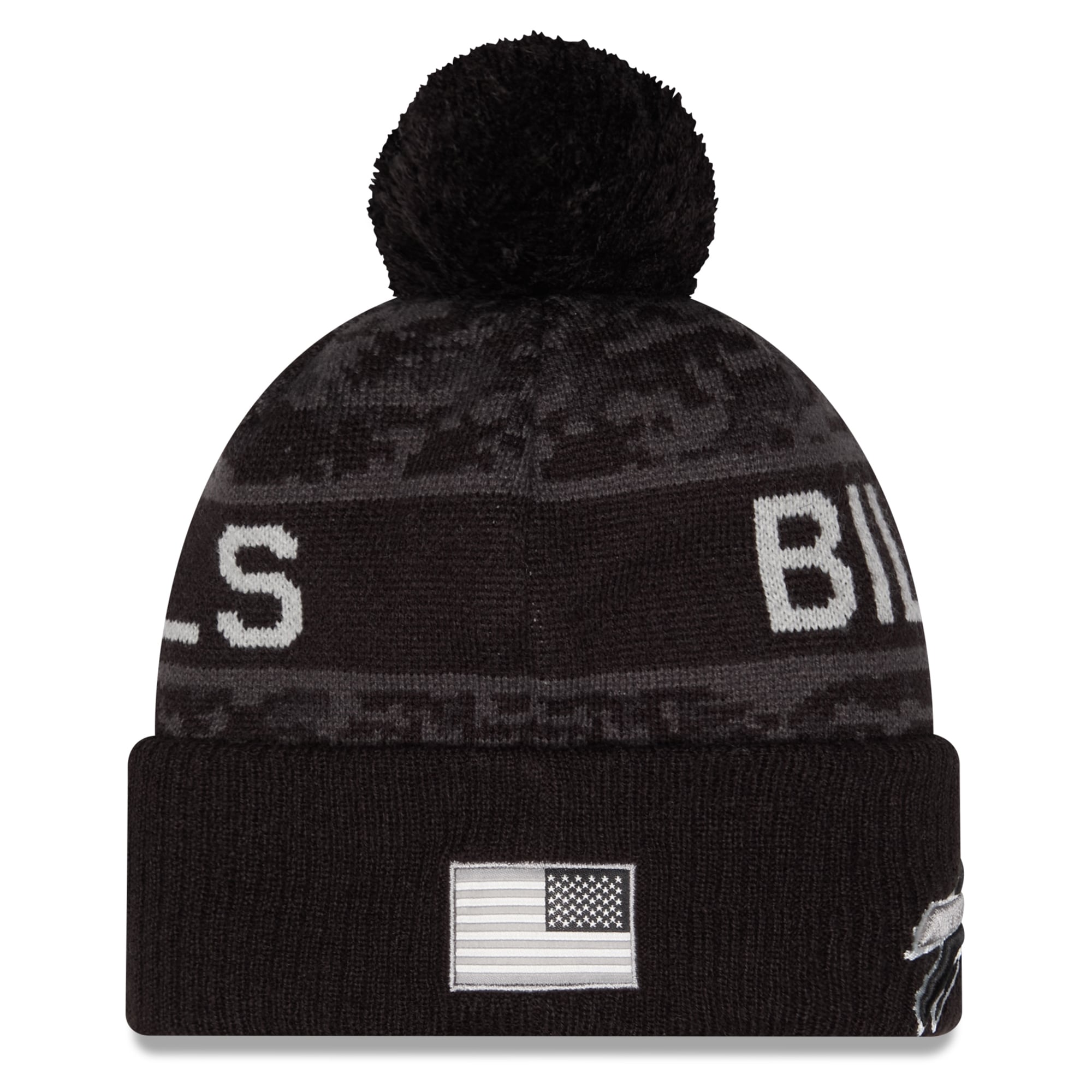 Bonnet à revers New Era Black Buffalo Bills 2026 Salute To Service pour jeunes, avec pompon