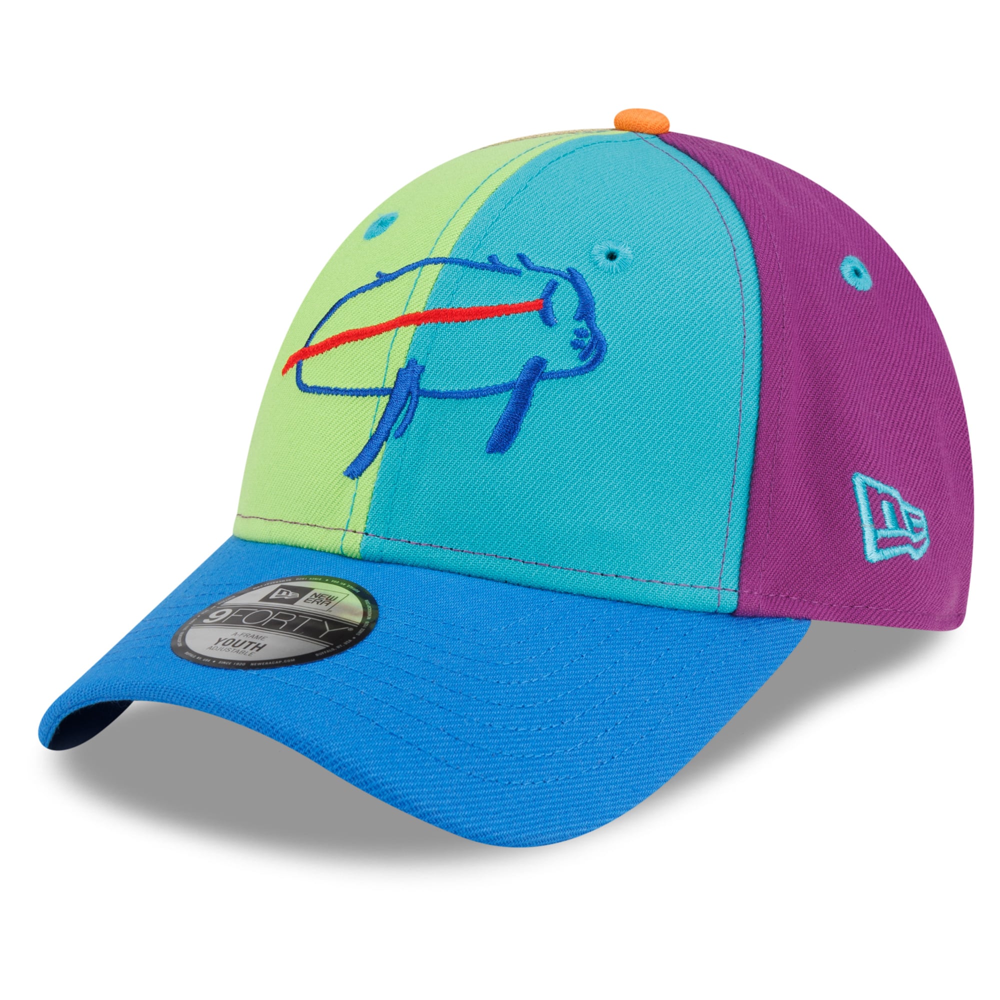 Youth New Era Josh Allen Teal/Blue Buffalo Bills Jack Billustration 9FORTY Adjustable Hat