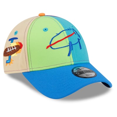 Josh Allen Buffalo Bills New Era Youth Jack Billustration 9FORTY Adjustable Hat - Teal/Blue