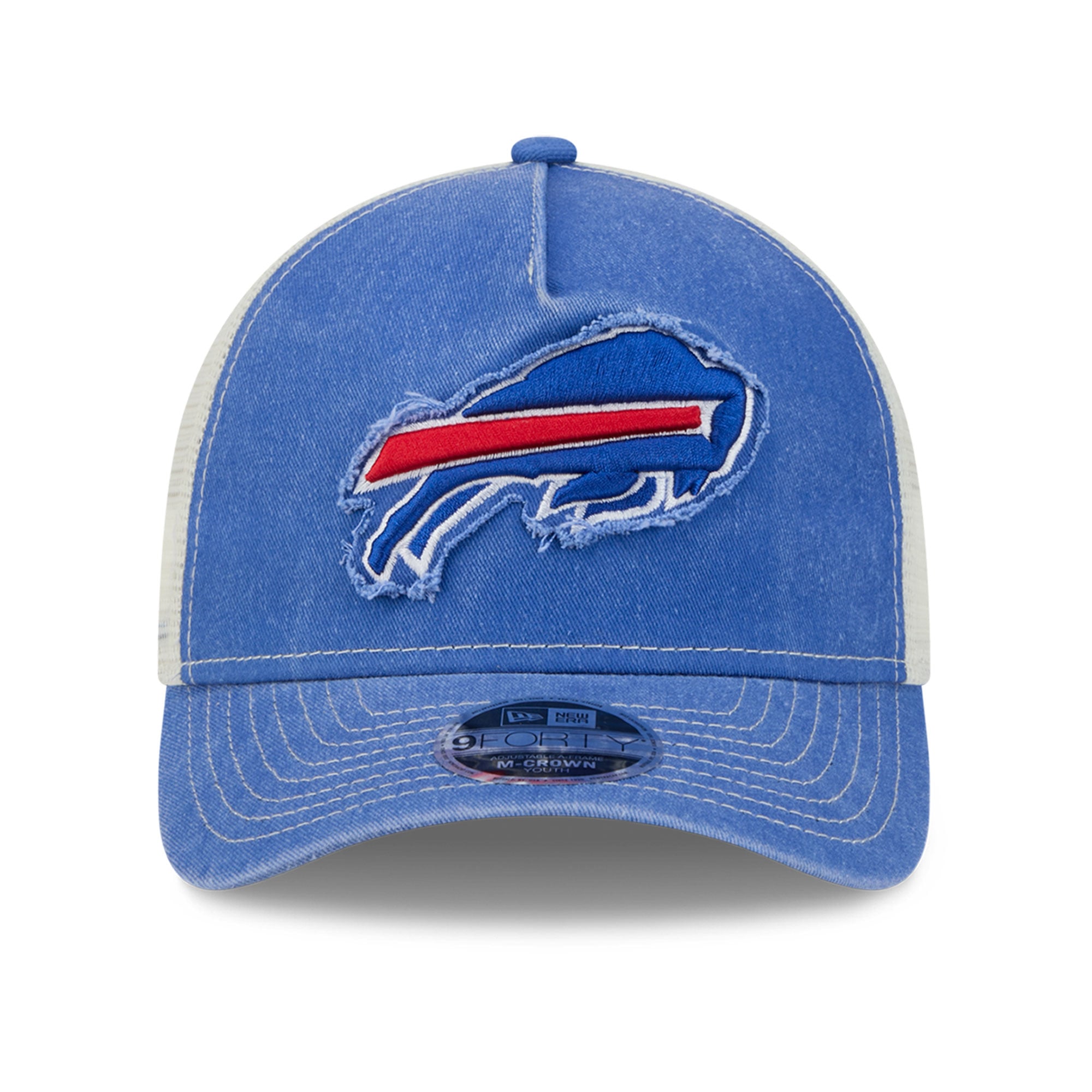 Casquette trucker ajustable New Era Royal Buffalo Bills 9FORTY A-Frame M-Crown pour jeunes fans des Buffalo Bills