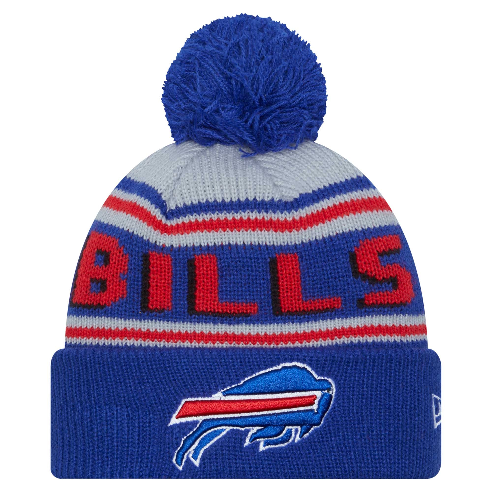 Bonnet en tricot à revers avec pompon pour jeunes Royal Buffalo Bills de New Era