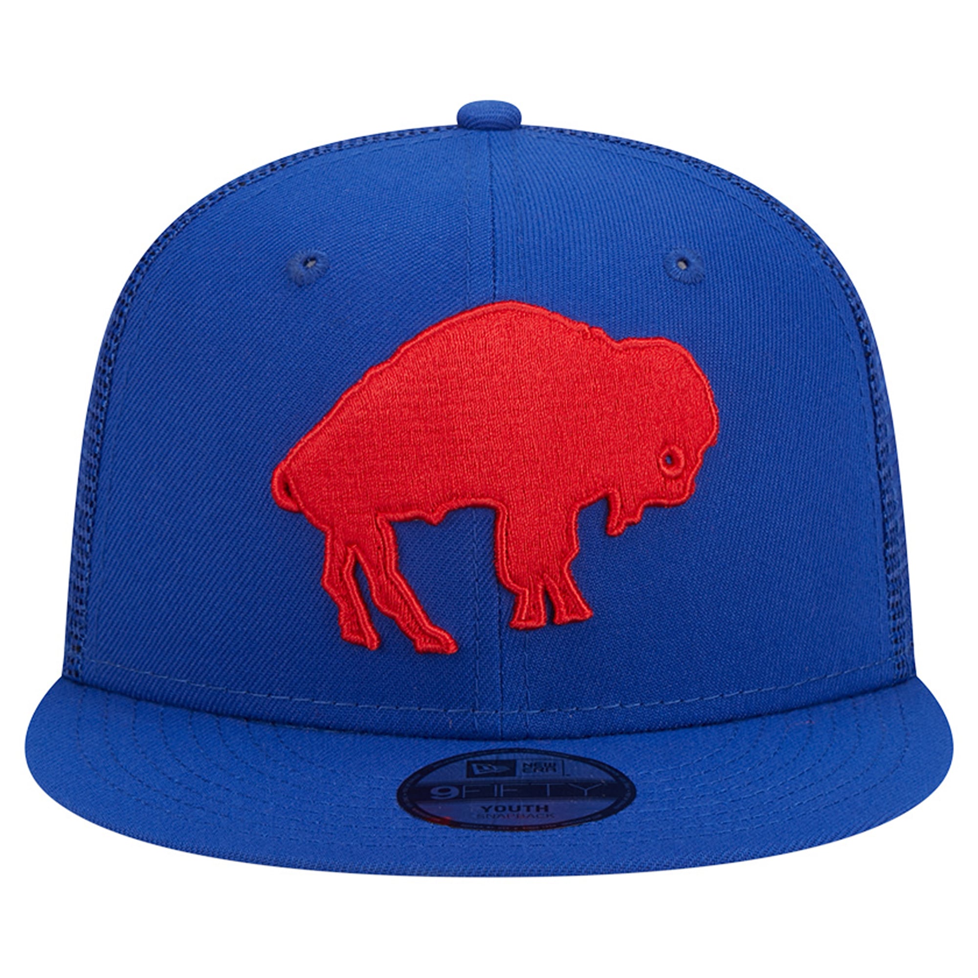 Casquette trucker New Era Royal Buffalo Bills Throwback Main 9FIFTY Snapback pour jeunes