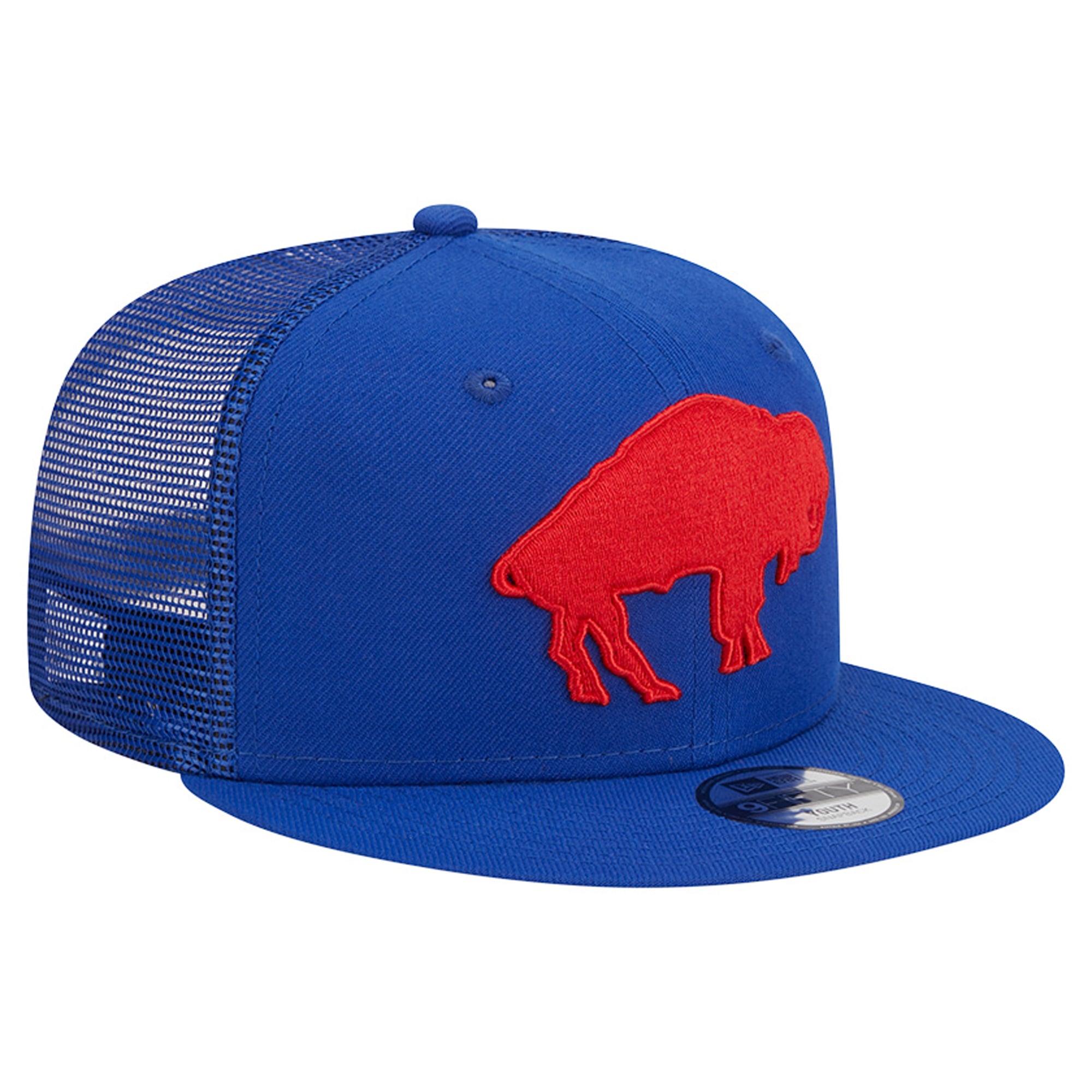 Casquette trucker New Era Royal Buffalo Bills Throwback Main 9FIFTY Snapback pour jeunes