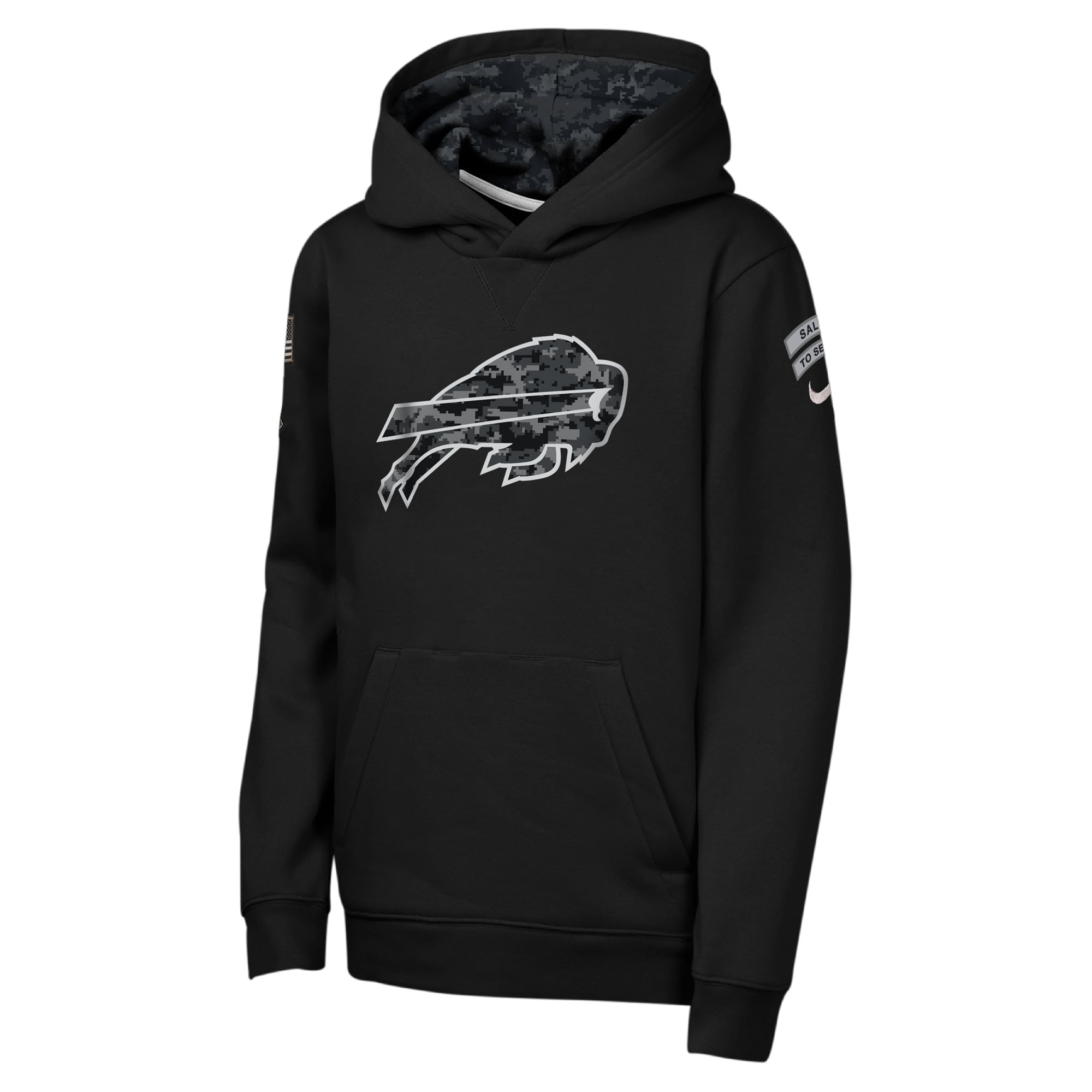 Sweat à capuche polaire Nike Buffalo Bills 2026 Salute to Service Club pour jeunes, noir