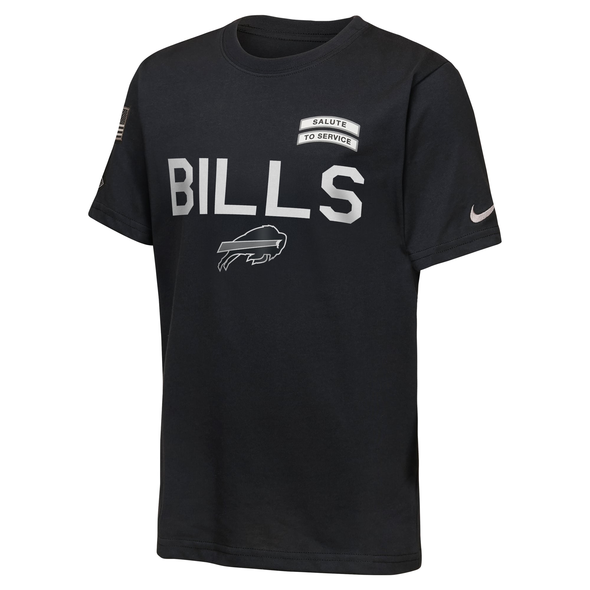 T-shirt Nike Dri-FIT noir pour jeunes Buffalo Bills 2026 Salute to Service Sideline