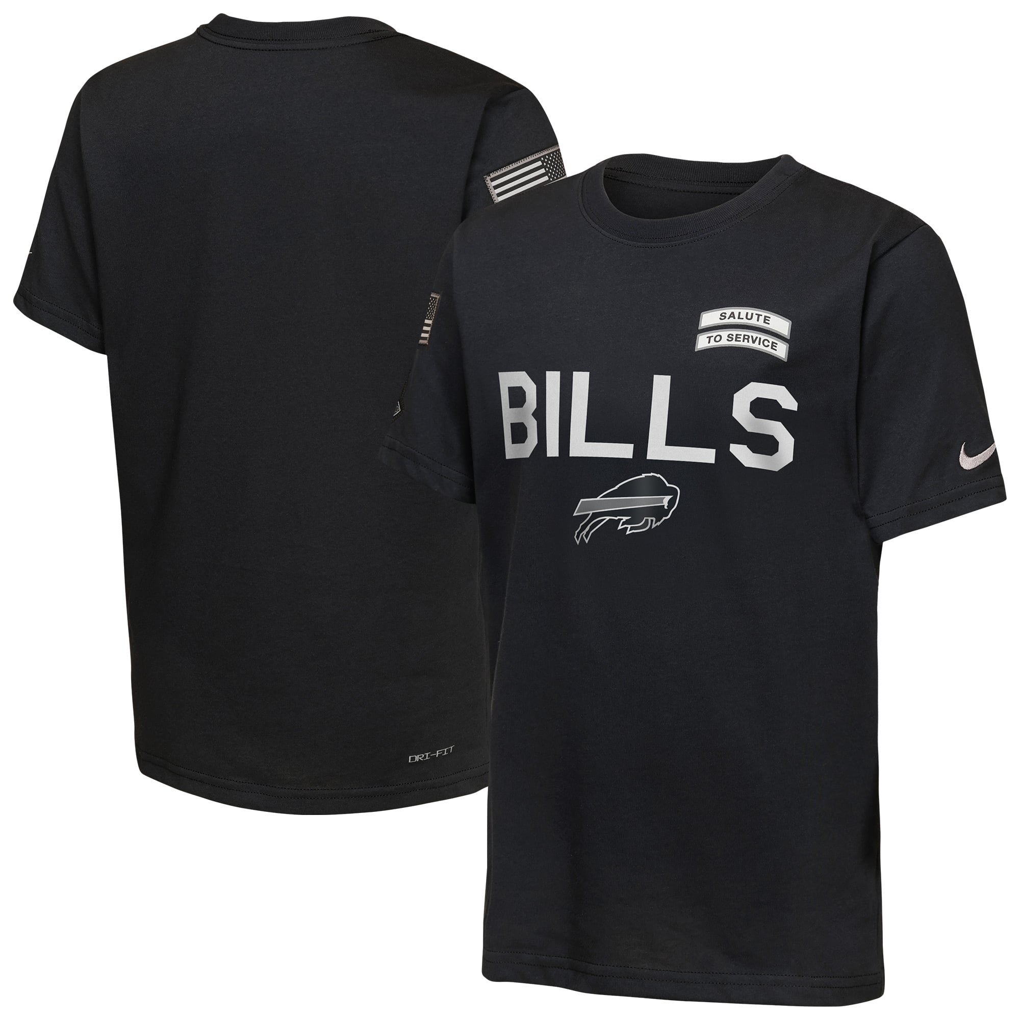 T-shirt Nike Dri-FIT noir pour jeunes Buffalo Bills 2026 Salute to Service Sideline