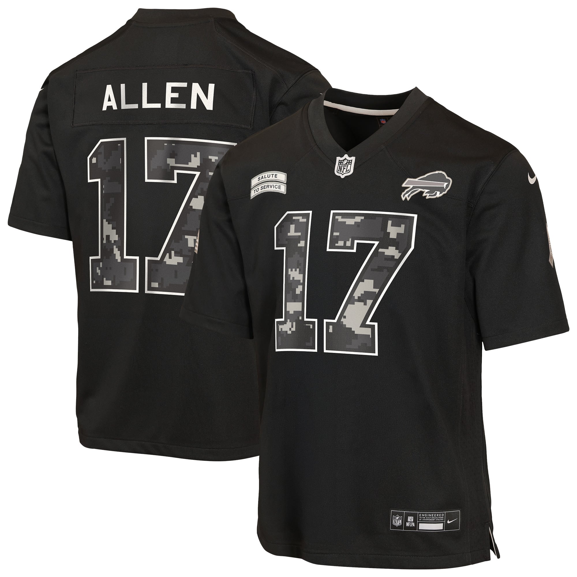 Youth Nike Josh Allen Black Buffalo Bills 2026 Salute to Service Game Jersey