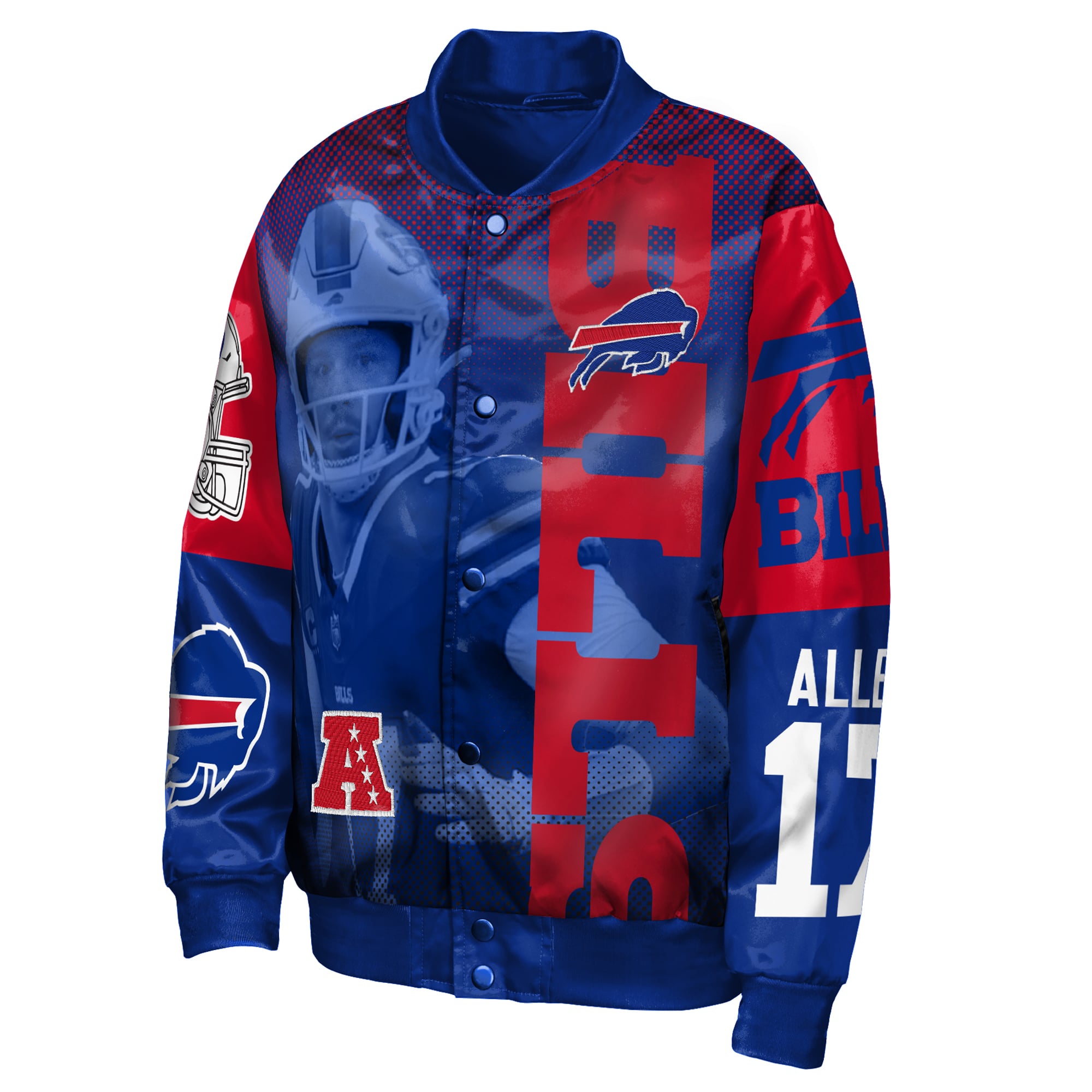 Veste en satin légendaire à boutons-pression Youth Outerstuff Josh Allen Royal Buffalo Bills