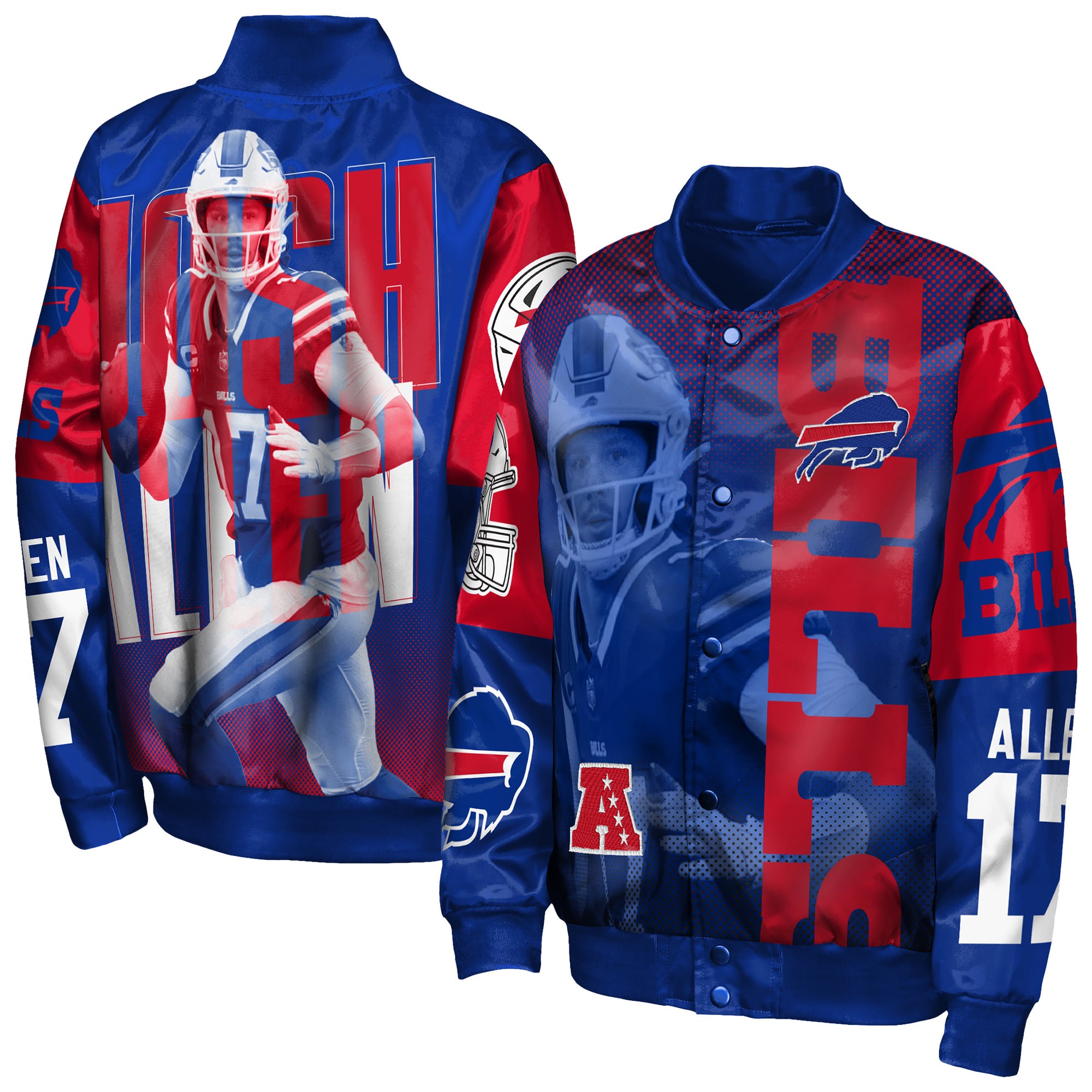 Veste en satin légendaire à boutons-pression Youth Outerstuff Josh Allen Royal Buffalo Bills
