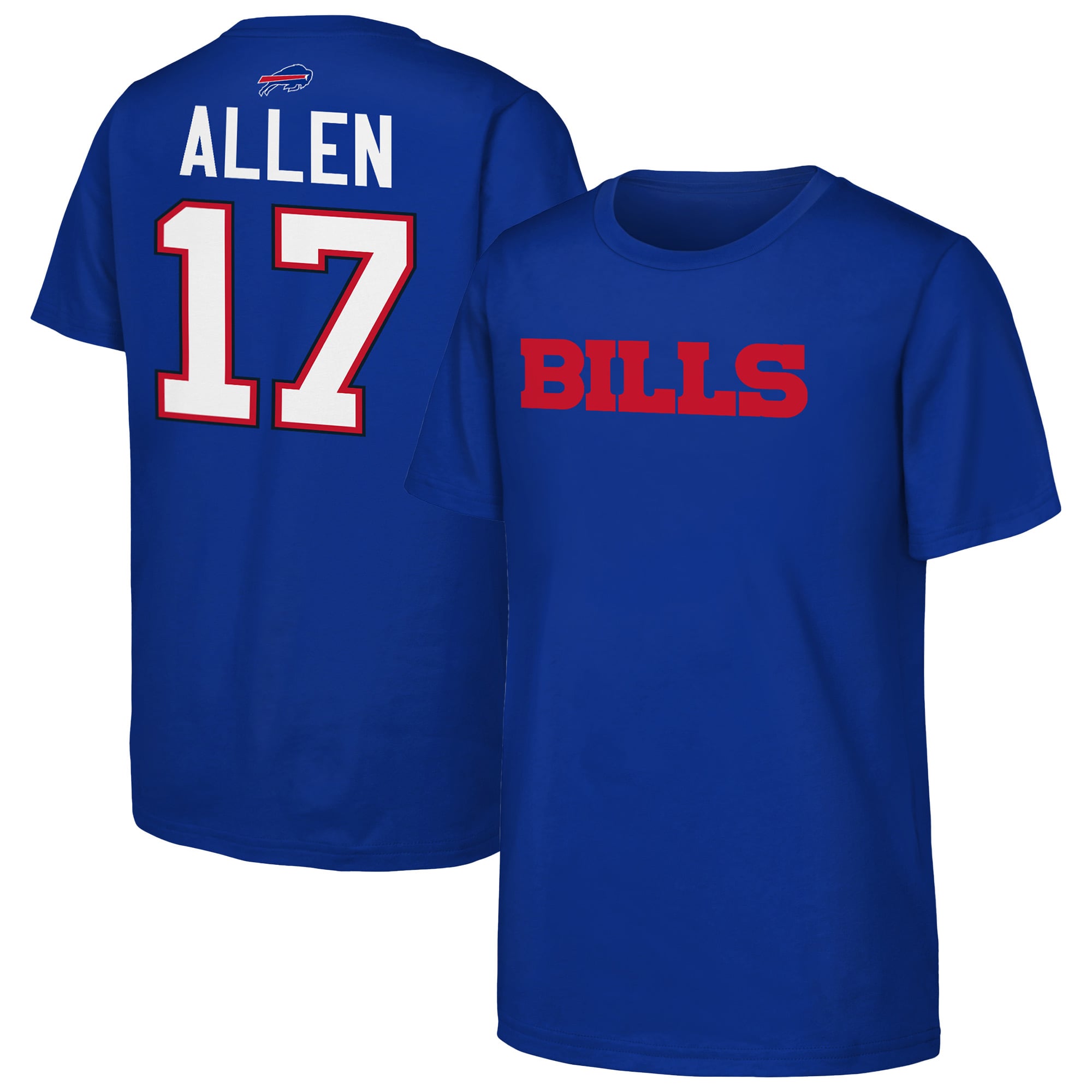 T-shirt pour jeunes Outerstuff Josh Allen Royal Buffalo Bills avec nom et numéro