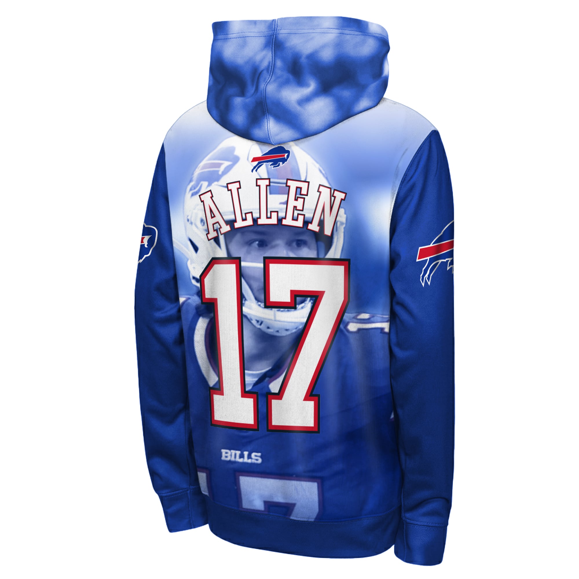 Sweat à capuche Youth Outerstuff Josh Allen Royal Buffalo Bills Peak Performance avec nom et numéro
