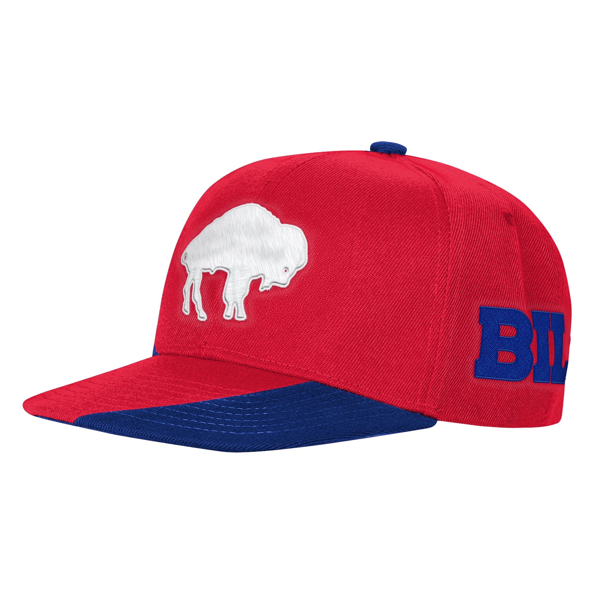 Casquette rétro à pression latérale rouge/bleue Buffalo Bills pour jeunes