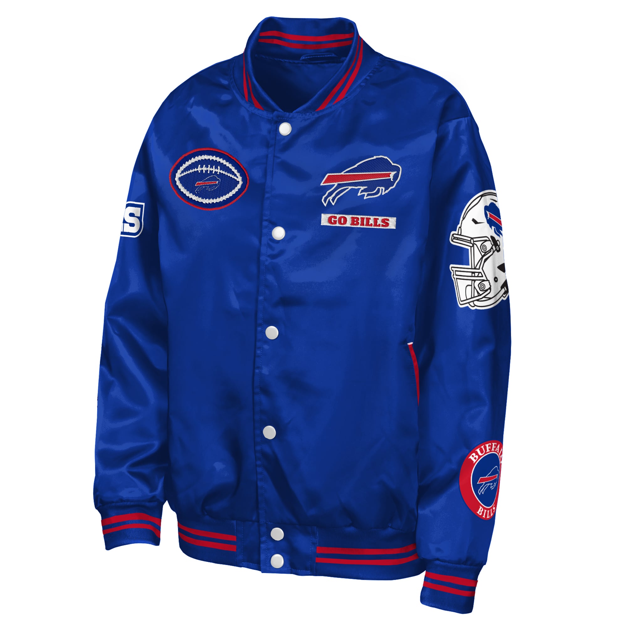 Veste universitaire Youth Outerstuff Royal Buffalo Bills Grid Runner en satin avec écusson