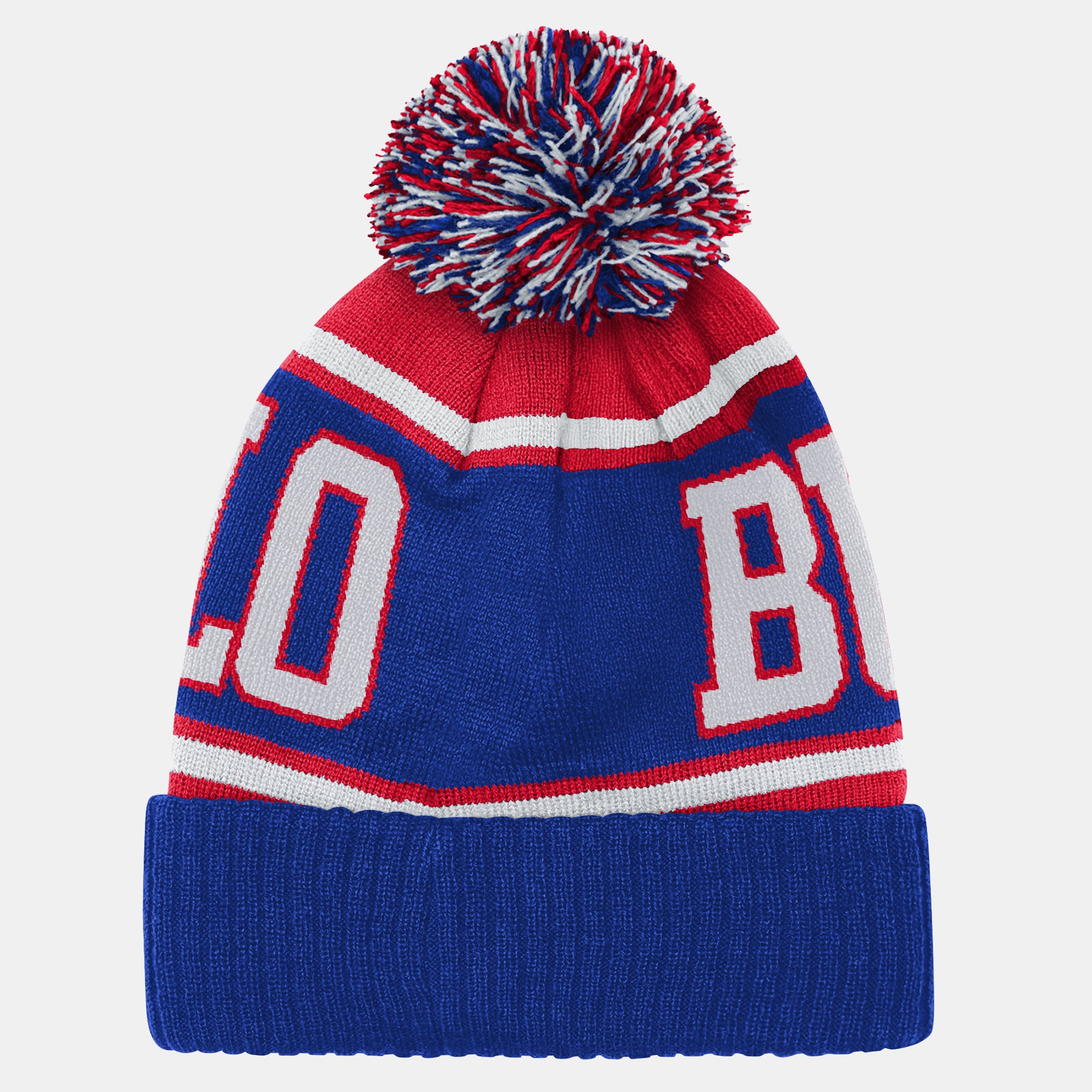 Youth Outerstuff Royal/Red Buffalo Bills Retro Highlight Cuffed Knit Hat with Pom