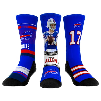 Josh Allen Buffalo Bills Rock Em Youth 3-Pack Crew Socks Set - 