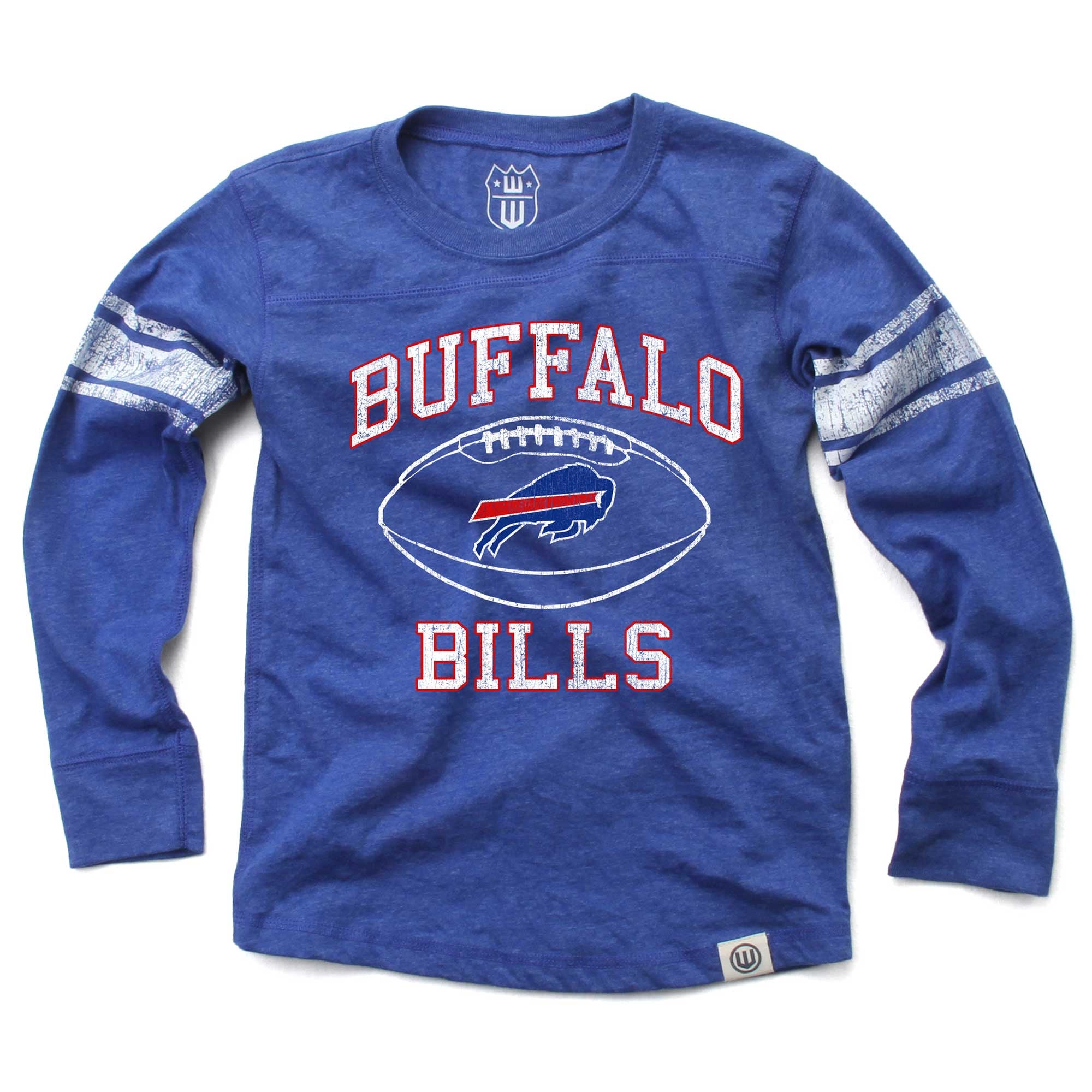 T-shirt de football à manches longues pour jeunes Wes & Willy Royal Buffalo Bills