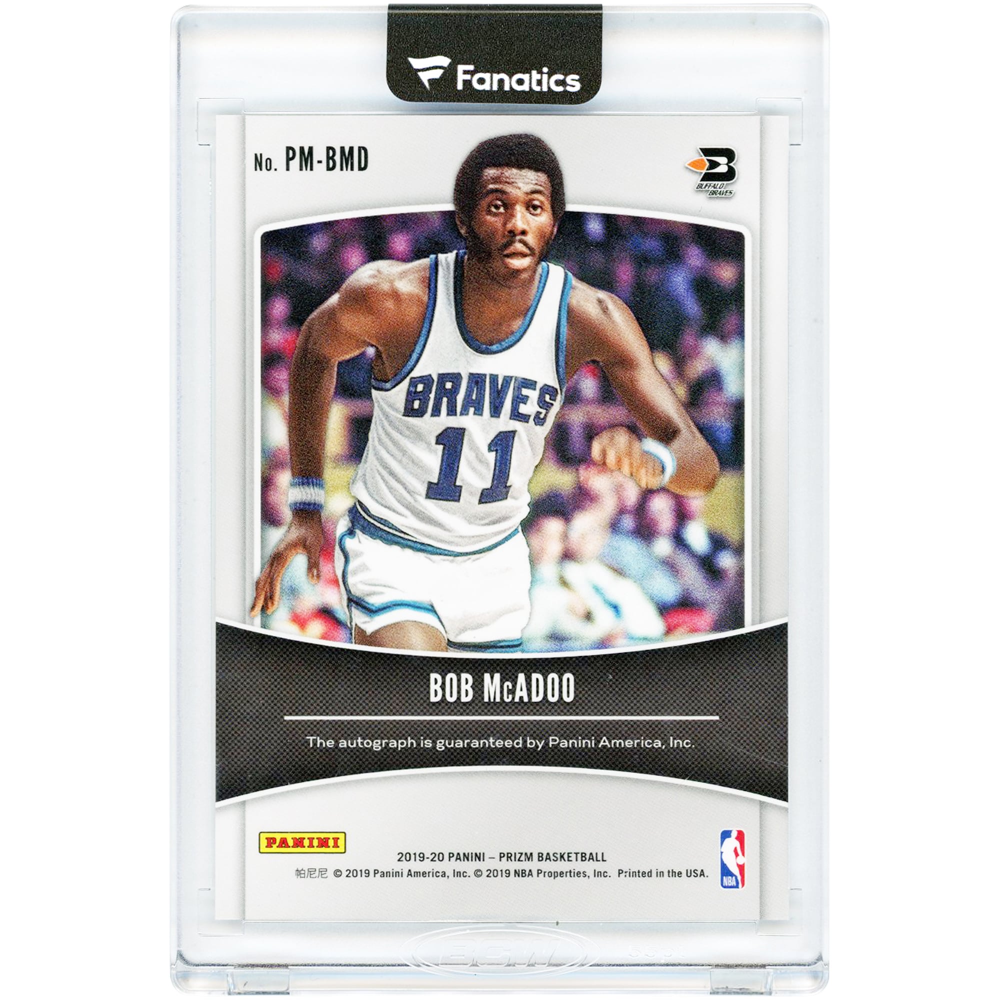 Carte Panini Prizm Penmanship 2019-2020 autographiée par Bob McAdoo (Buffalo Braves) #PM-BMD
