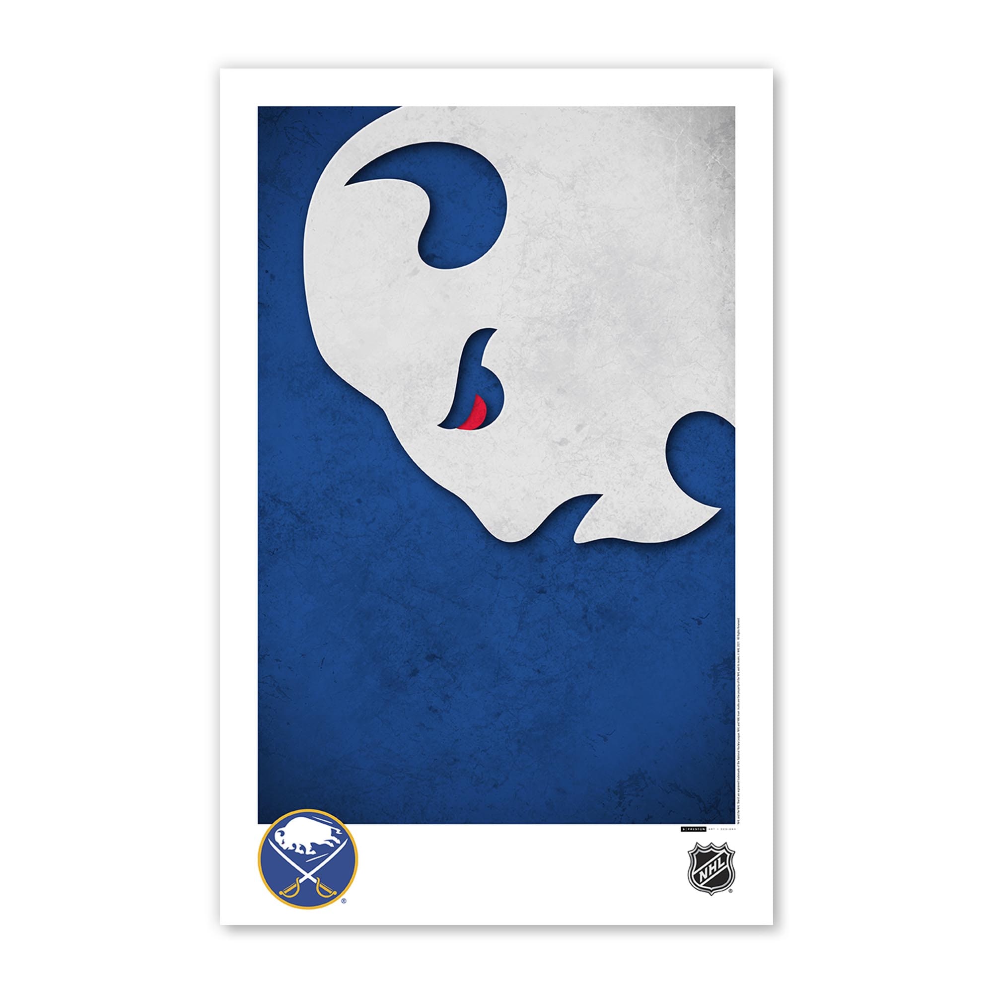 Affiche minimaliste avec logo des Sabres de Buffalo 11" x 17"