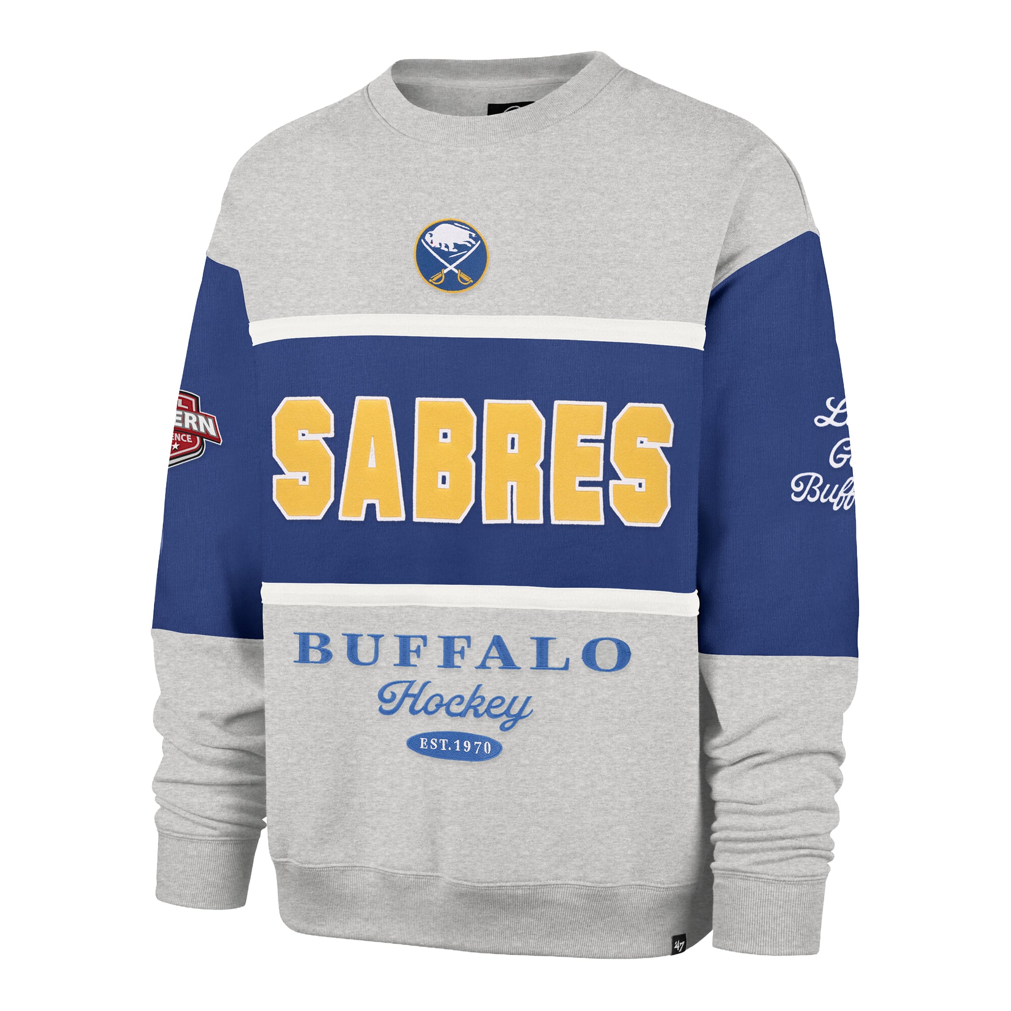 Men's '47  Gray Buffalo Sabres Fall Maximilist Crew Sweatshirt