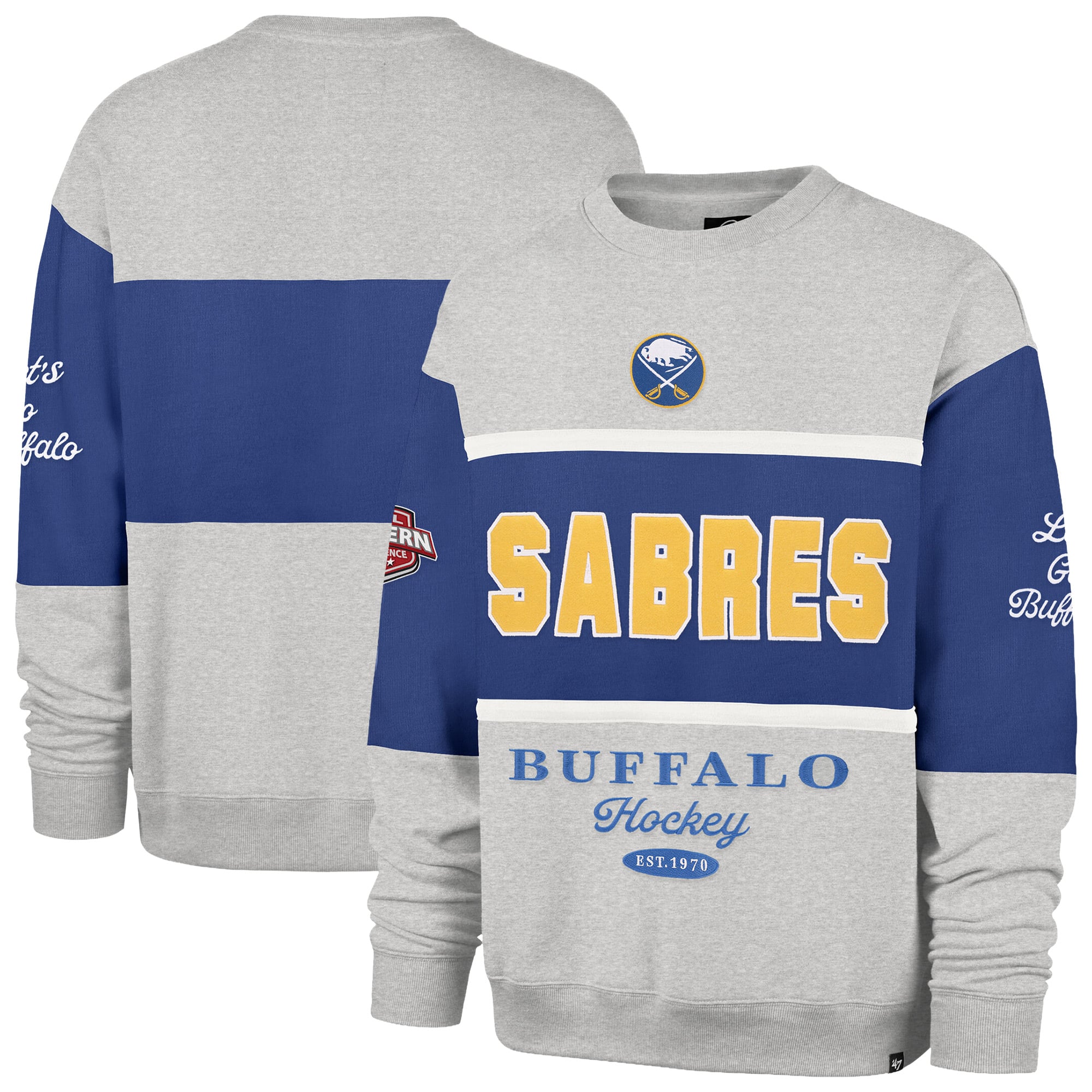 Sweat-shirt à col rond gris Buffalo Sabres automne Maximiliste pour homme '47