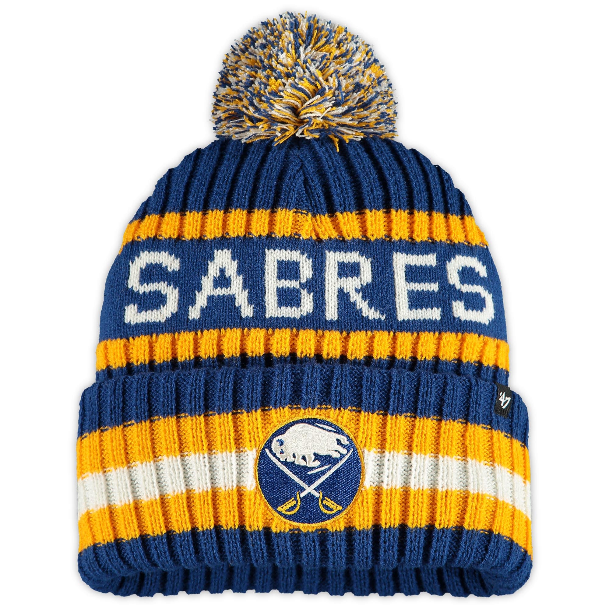 Bonnet en tricot à revers Bering '47 Royal Buffalo Sabres pour homme avec pompon