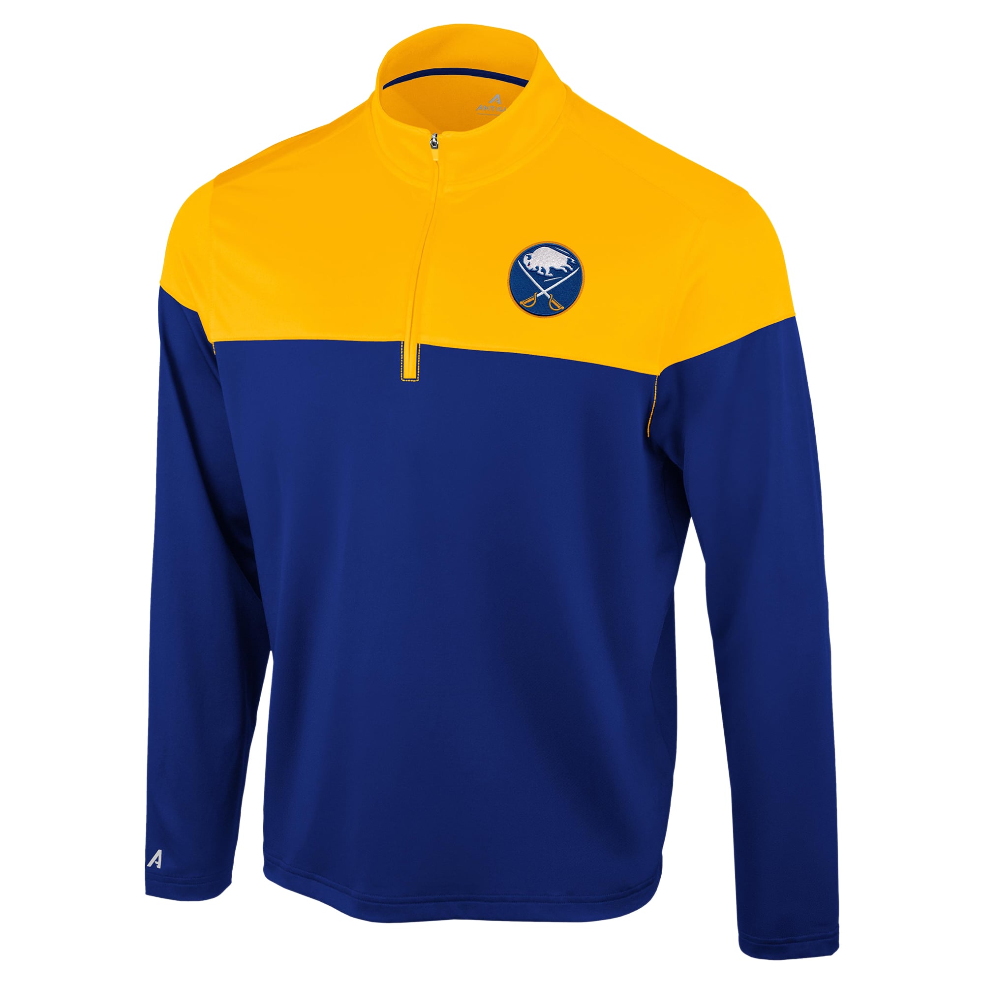 Pull à col zippé Antigua Royal/Gold Buffalo Sabres Hinder pour homme