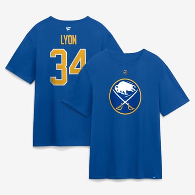 Alex Lyon Buffalo Sabres Fanatics Authentic Stack Name & Number T-Shirt - Royal