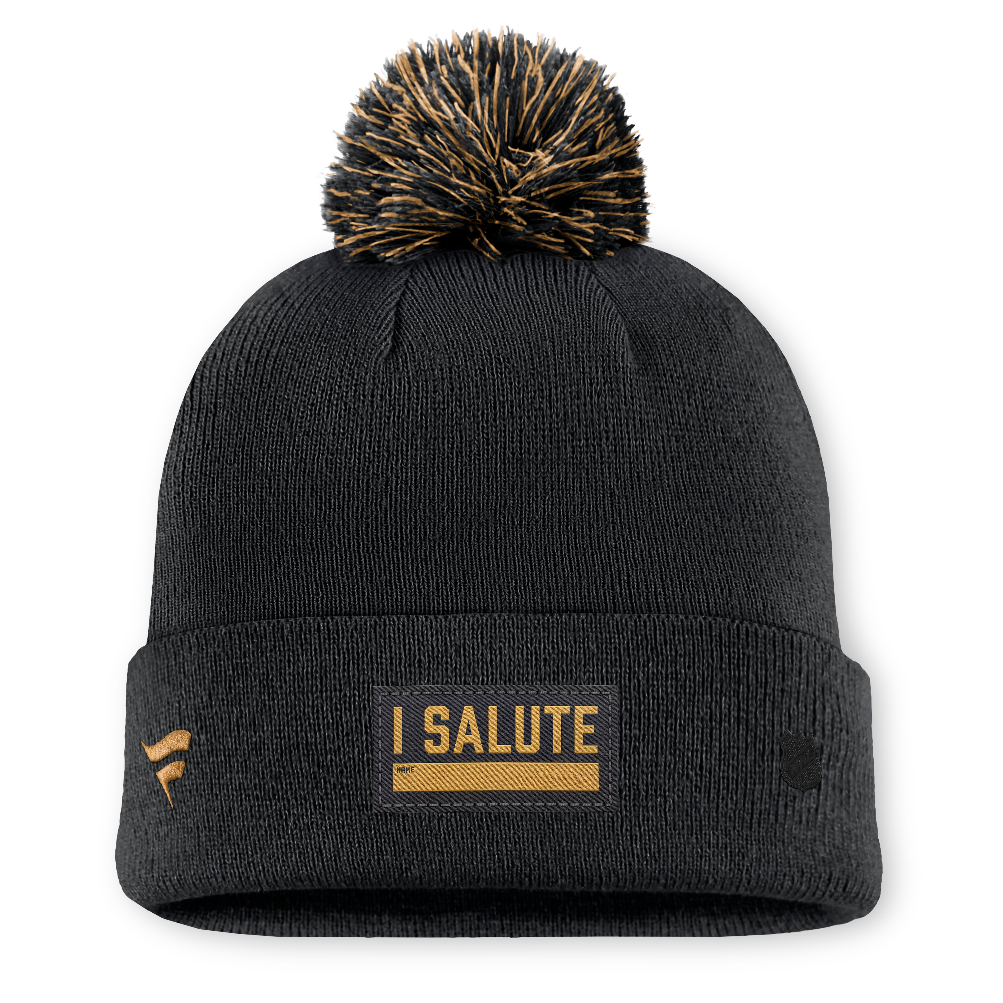 Bonnet tricoté authentique à revers avec pompon, modèle Black Buffalo Sabres Military Appreciation de Fanatics pour homme