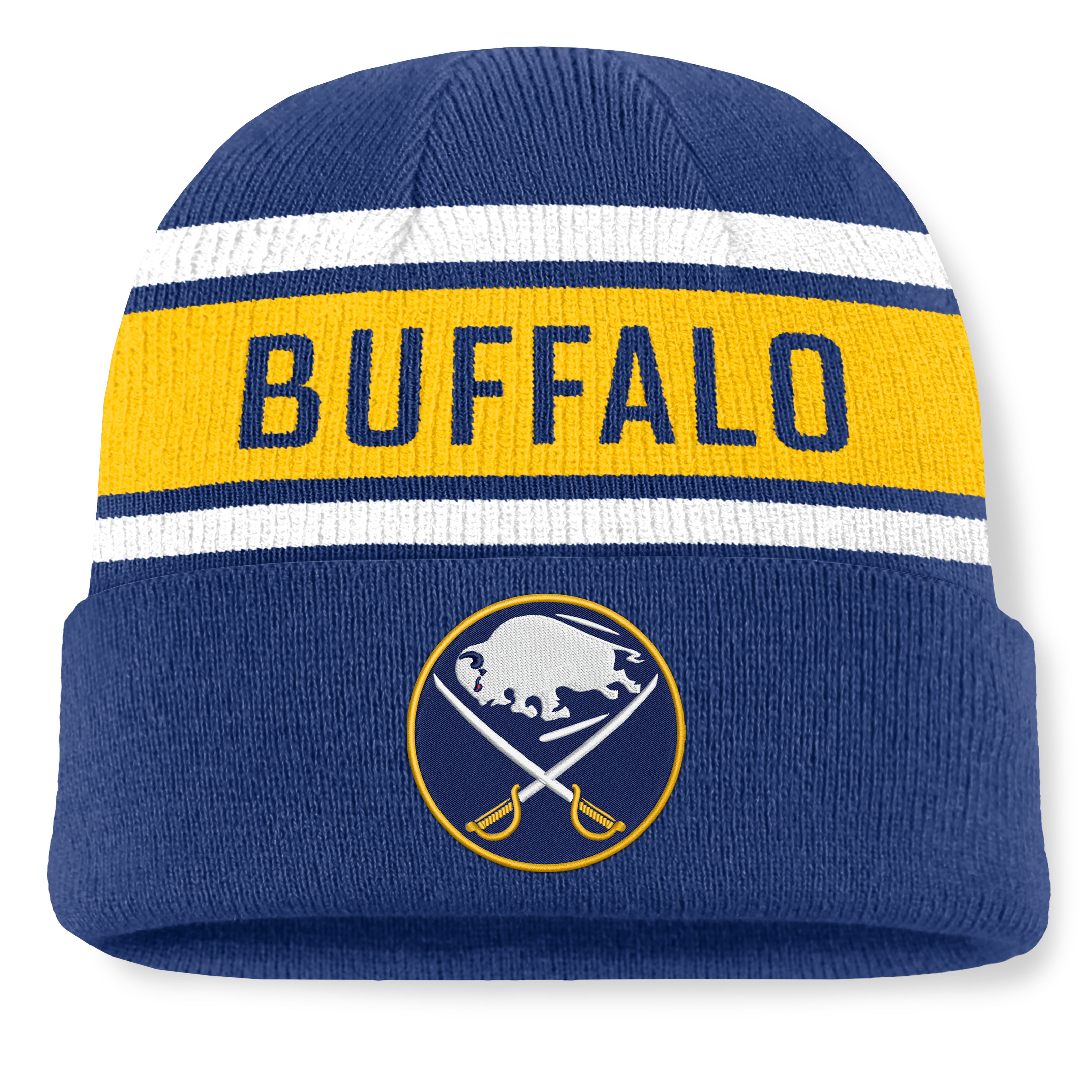 Bonnet à revers bleu et or Buffalo Sabres Heritage pour homme de Fanatics
