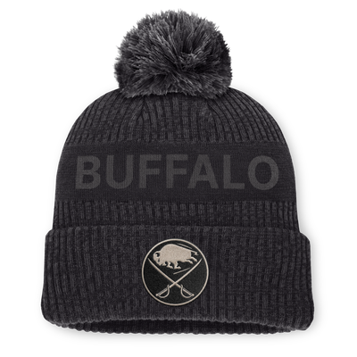Men's Buffalo Sabres Fanatics Charcoal Road Phantom Cuffed Knit Hat with Pom