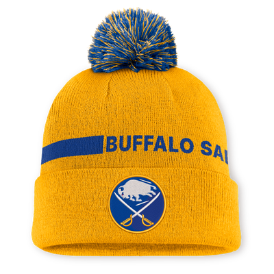 Men's Buffalo Sabres Fanatics Gold Authentic Pro Rink Cuffed Knit Hat with Pom