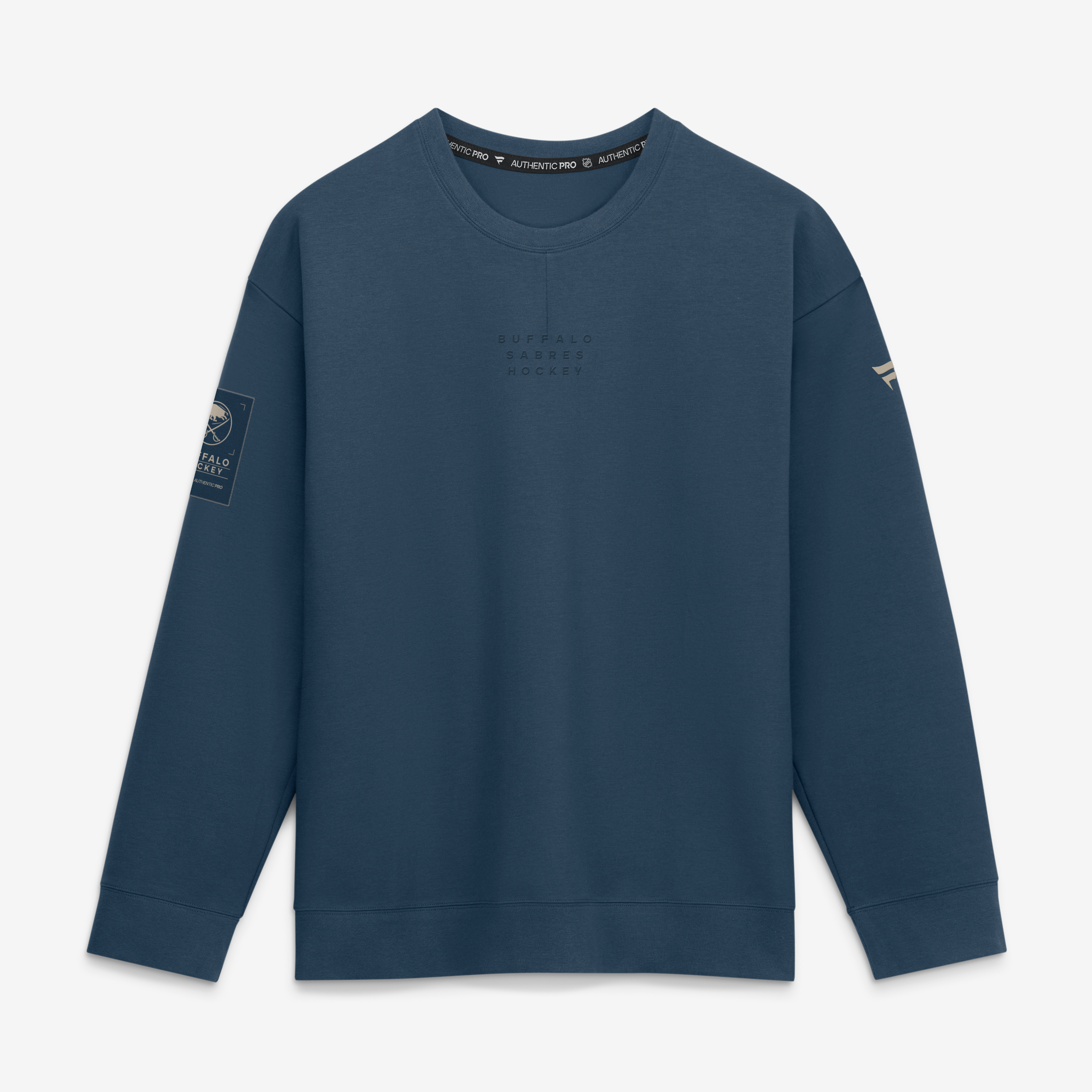 Men's Fanatics Navy Buffalo Sabres Authentic Pro Road Tri-Blend Sweatshirt