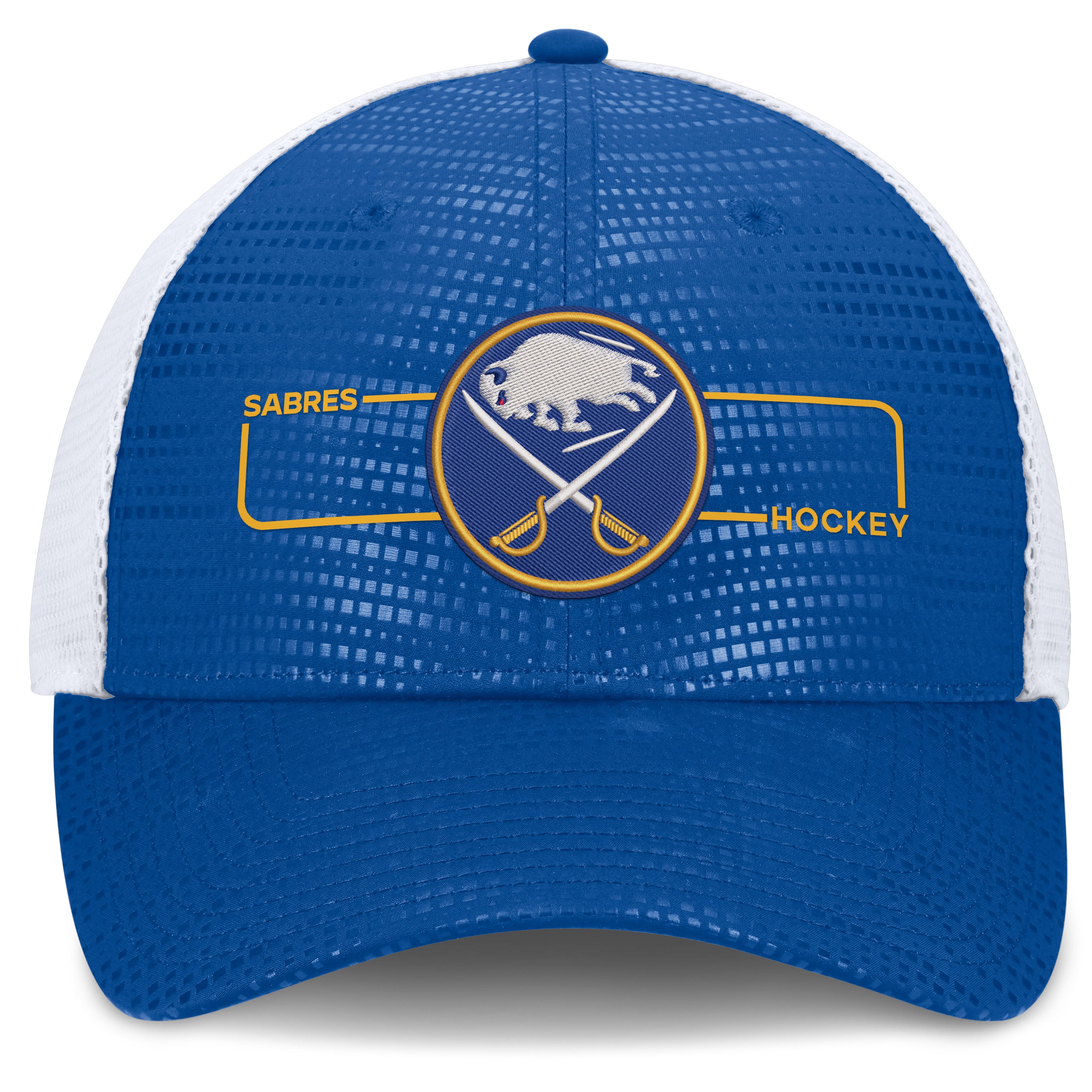 Men's Fanatics Royal Buffalo Sabres Authentic Pro Rink Boxed Logo Trucker Hat