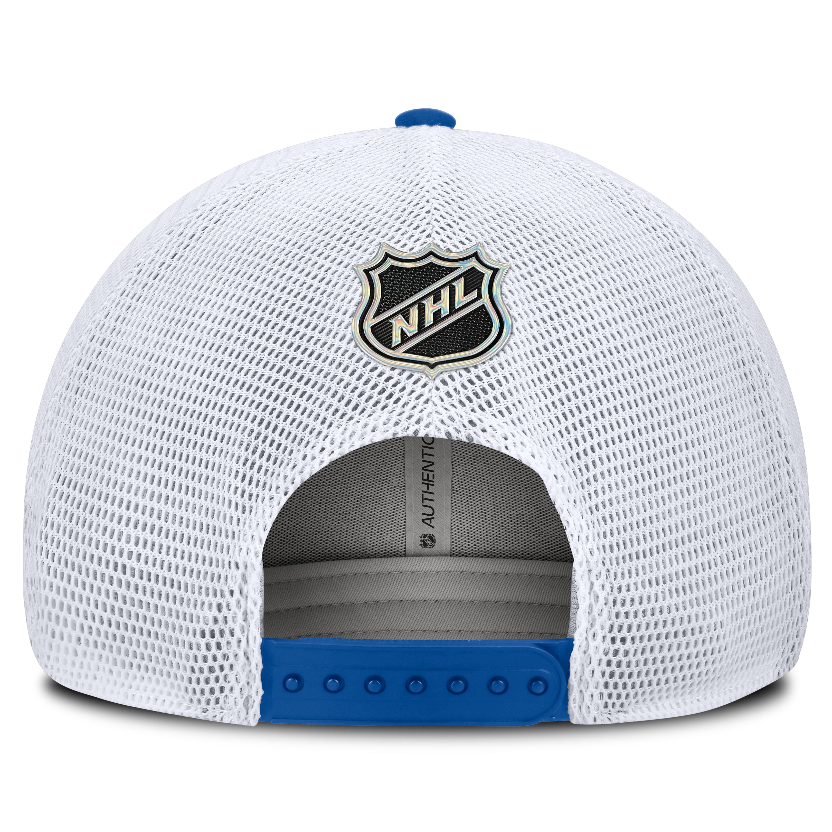 Men's Fanatics Royal Buffalo Sabres Authentic Pro Rink Boxed Logo Trucker Hat