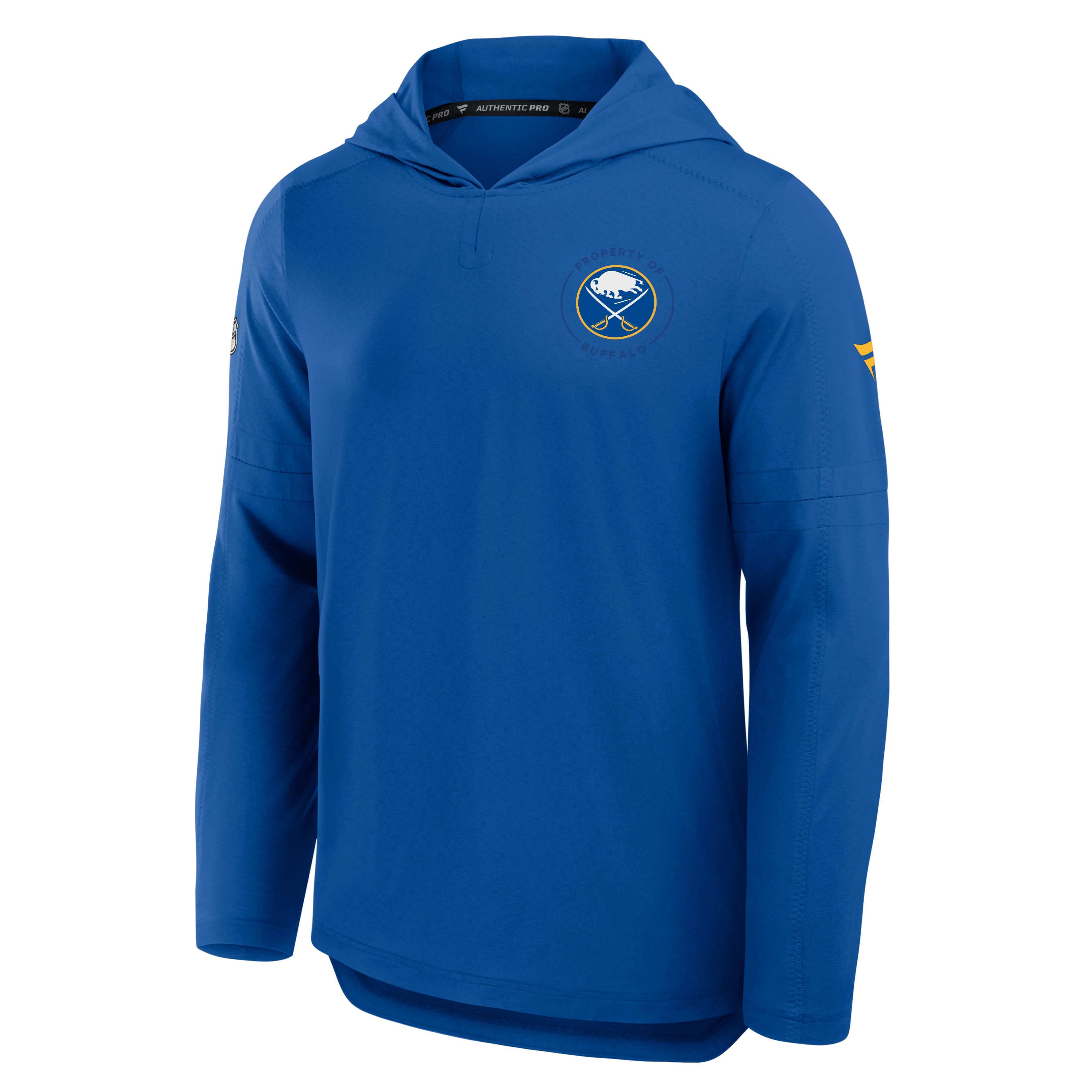 Sweat à capuche léger authentique Pro Train des Sabres de Buffalo Royal Fanatics pour homme