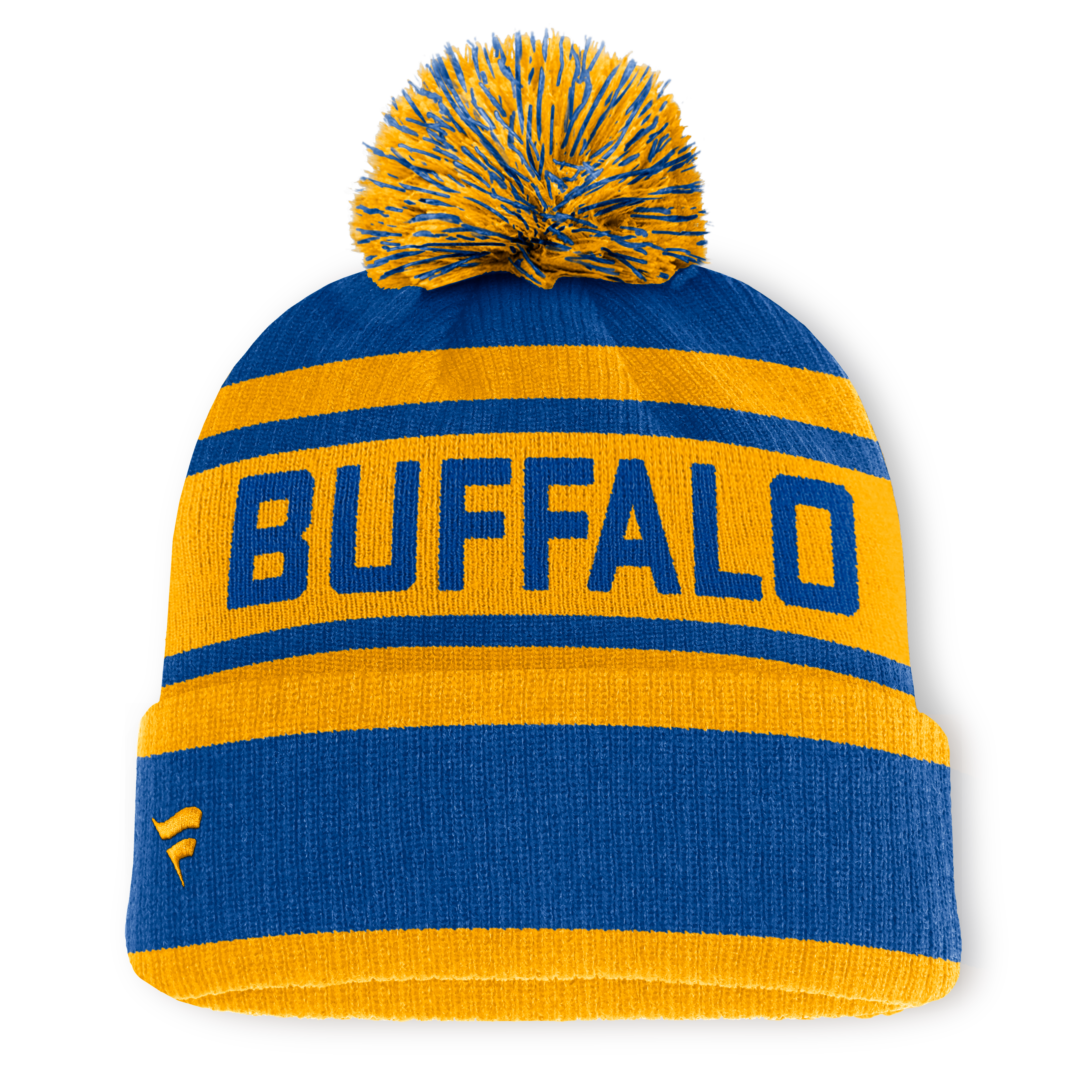Bonnet à revers pour homme Fanatics Royal/Gold Buffalo Sabres Fundamental avec pompon