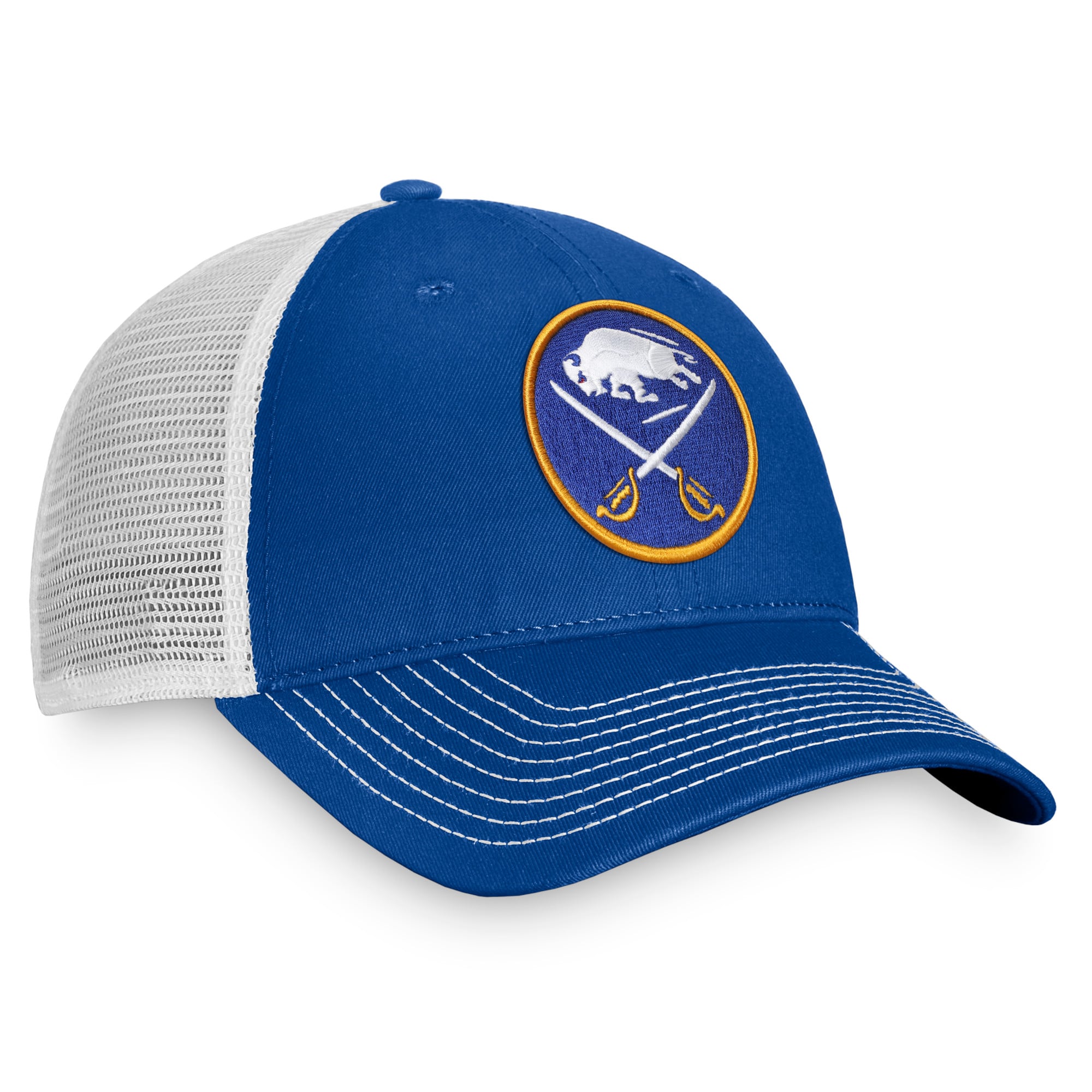 Men's Fanatics Royal/White Buffalo Sabres Core Primary Logo Trucker Adjustable Hat