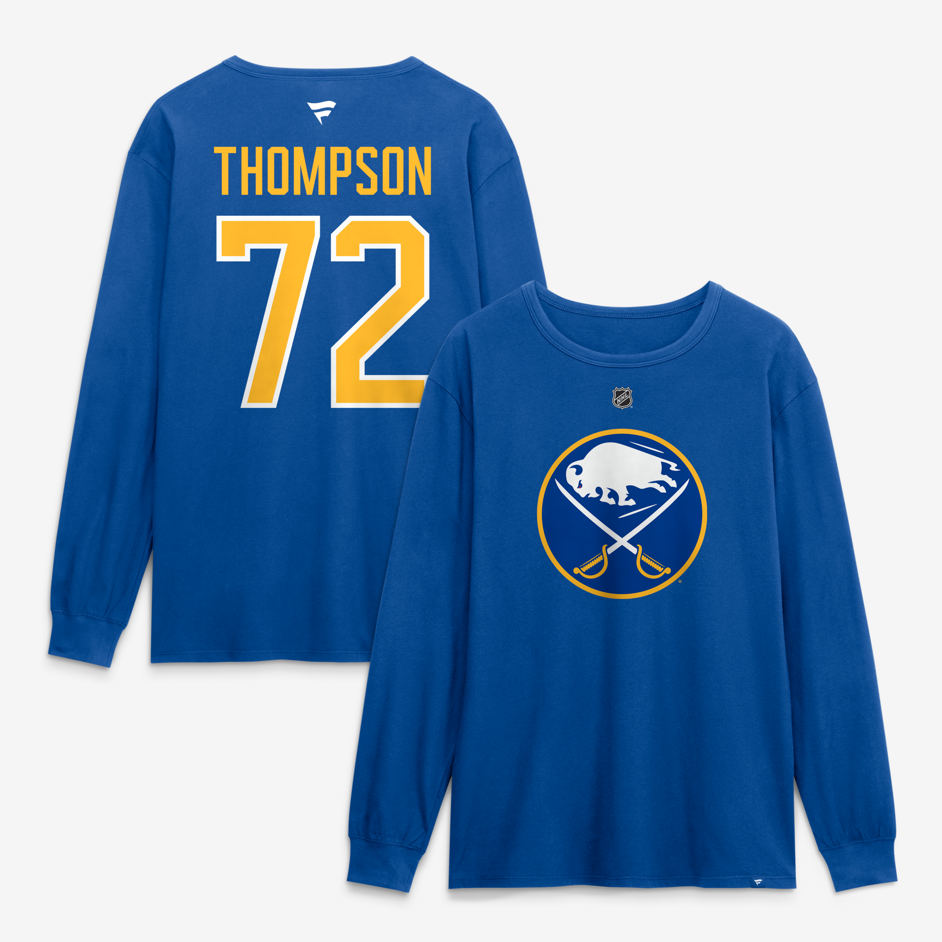 Men's Fanatics Tage Thompson Royal Buffalo Sabres Authentic Stack Name & Number Long Sleeve T-Shirt