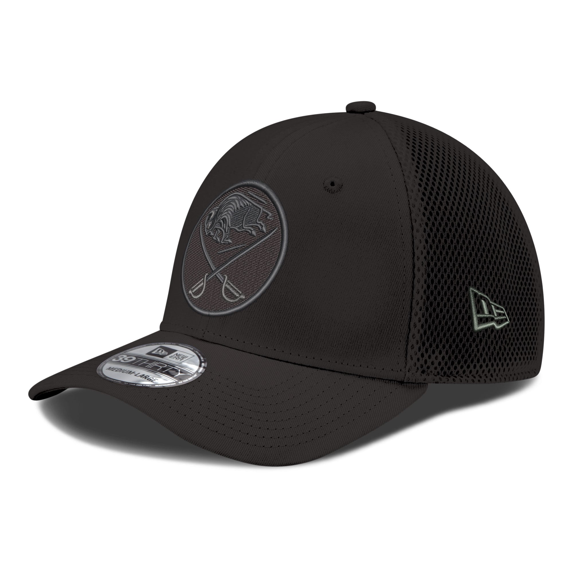 Casquette extensible New Era Black Buffalo Sabres Blackout 39THIRTY pour homme