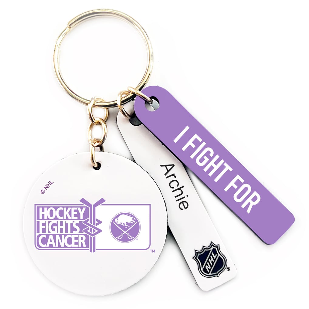 Buffalo Sabres White Hockey Fights Cancer Logo Personalized Ribbon Keychain