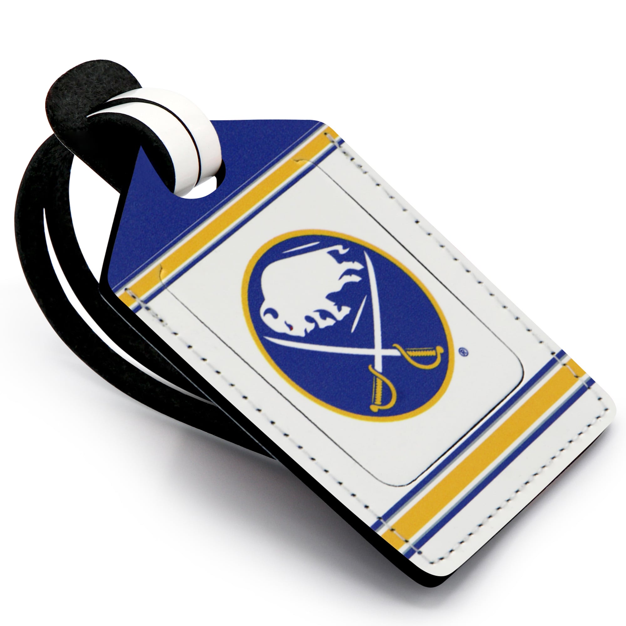 Étiquette de bagage en cuir personnalisée Sabres de Buffalo blanc