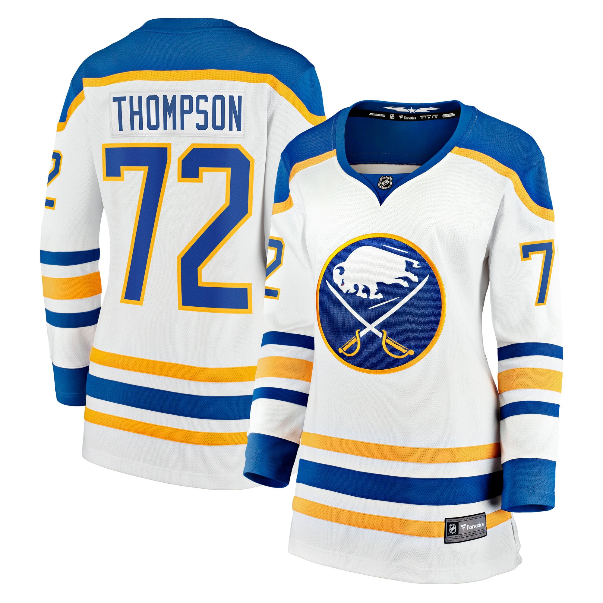Maillot Breakaway blanc de Tage Thompson des Sabres Buffalo pour femmes (Fanatics)