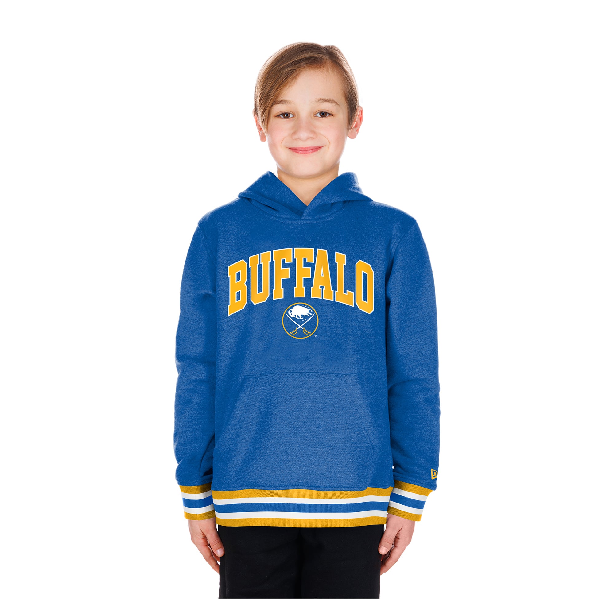 Youth New Era Royal Buffalo Sabres Knit Trim Pullover Hoodie