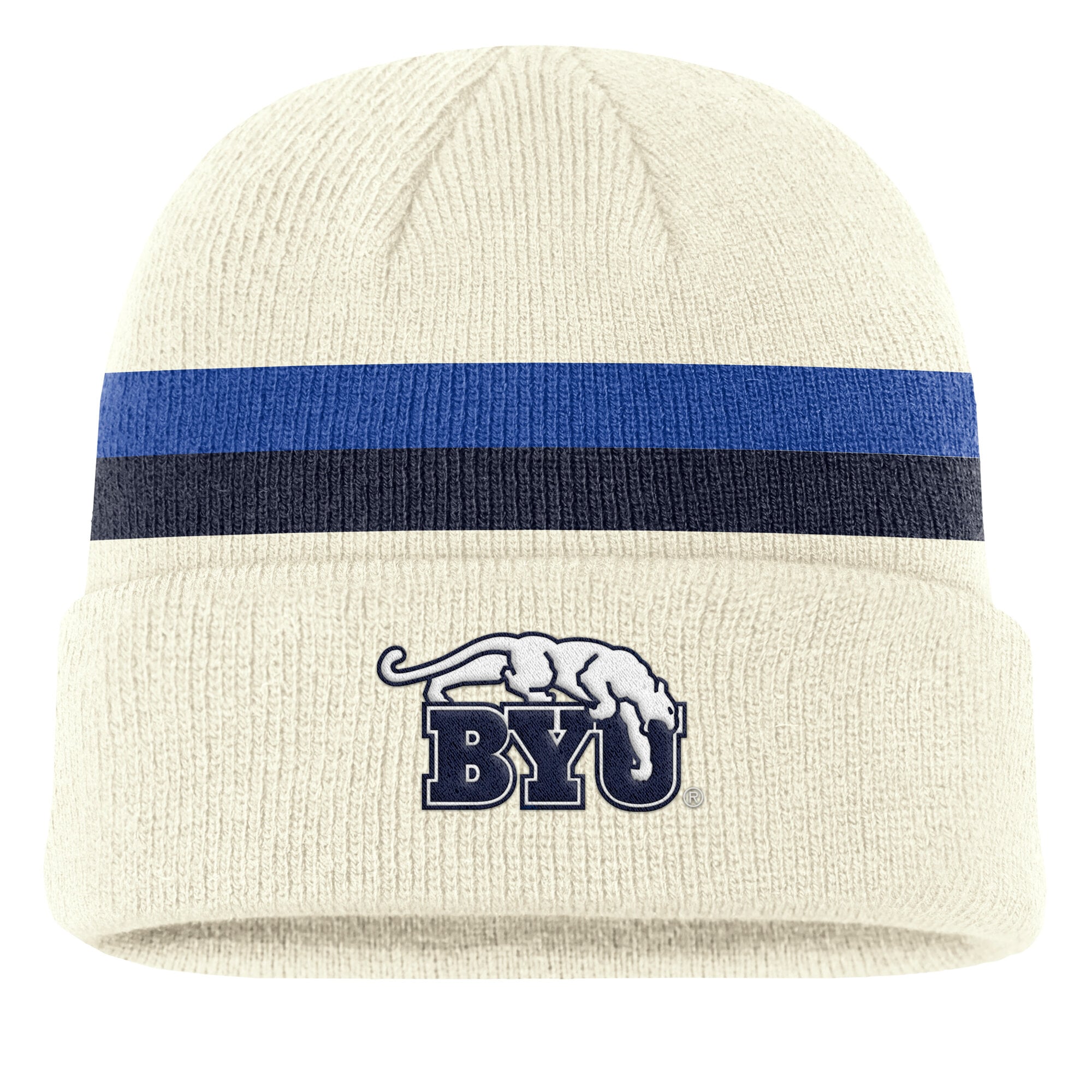 Bonnet à revers Nike crème pour homme, modèle BYU Cougars Legacy.