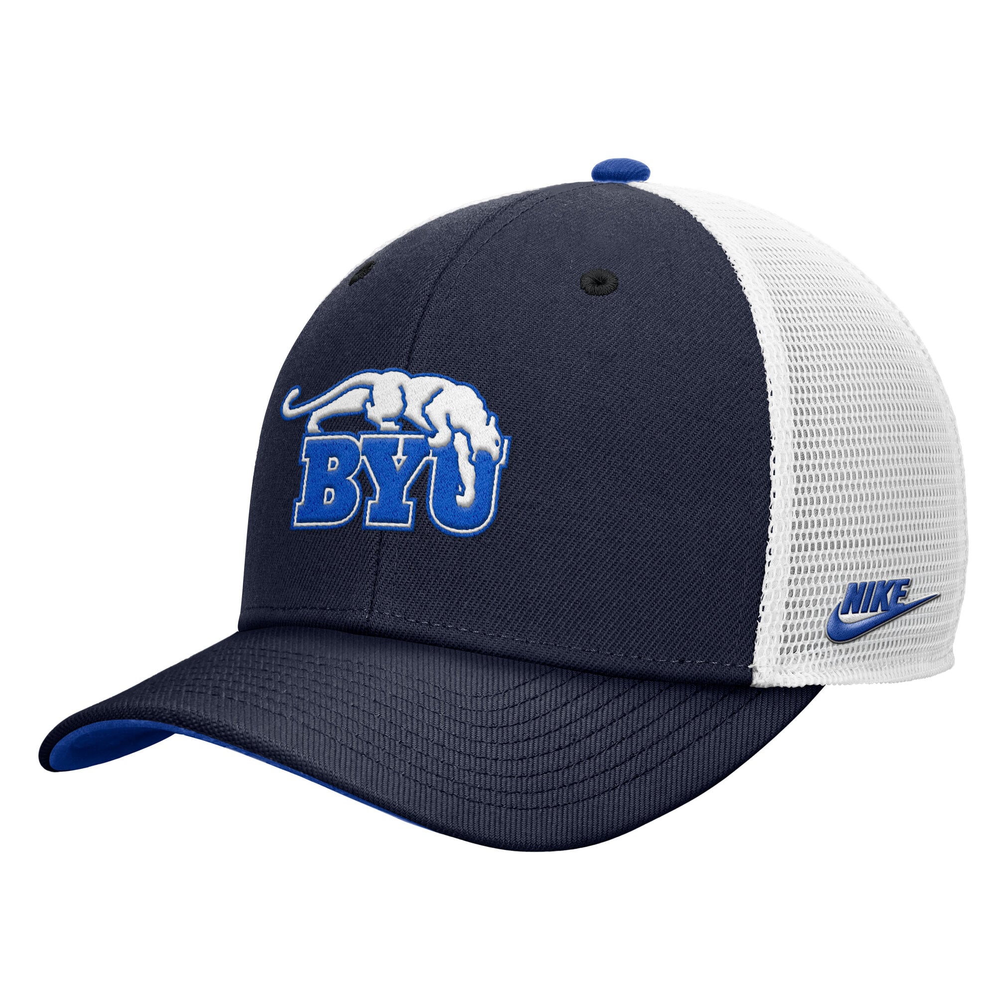 Casquette trucker ajustable Nike bleu marine BYU Cougars Legacy Mascot pour homme