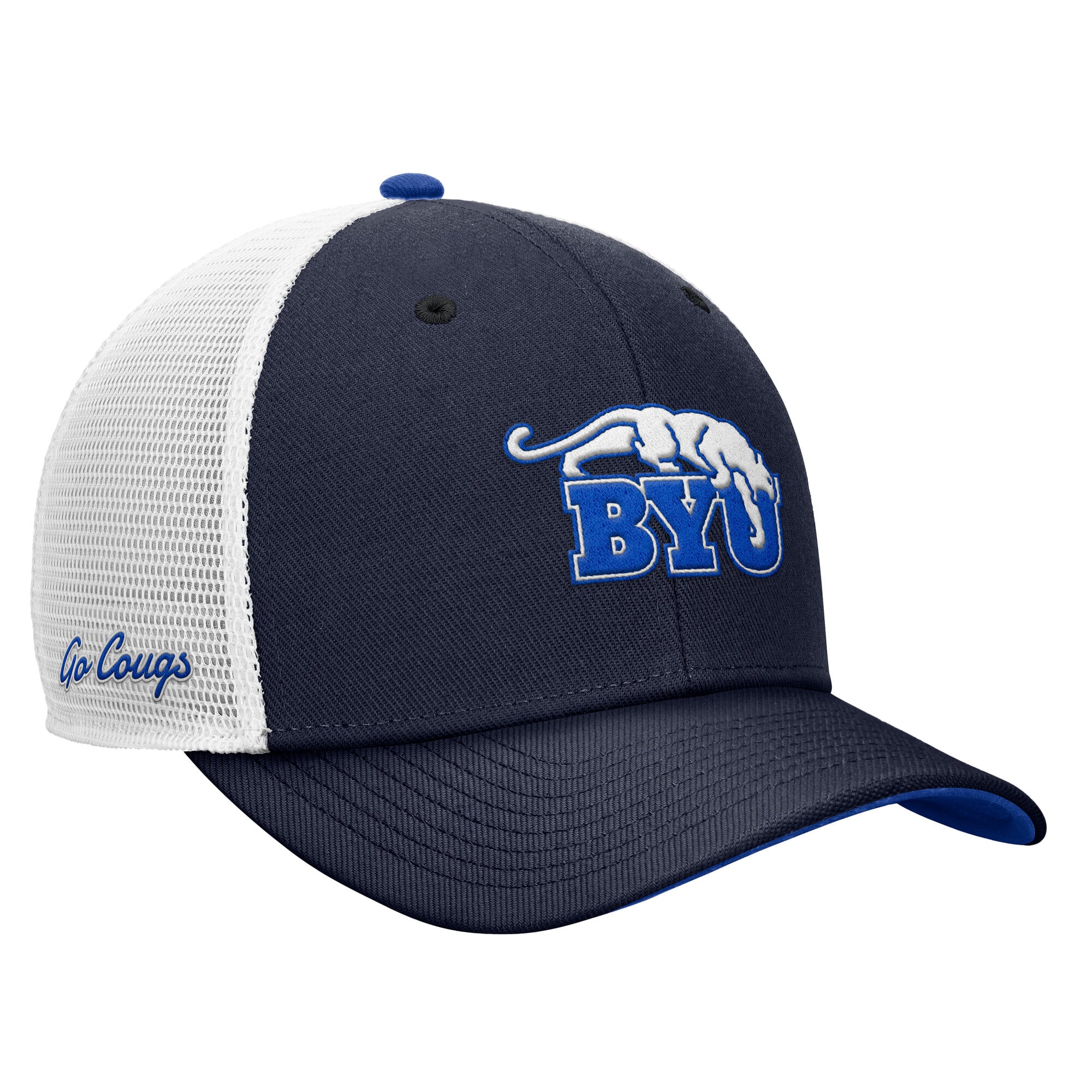 Casquette trucker ajustable Nike bleu marine BYU Cougars Legacy Mascot pour homme