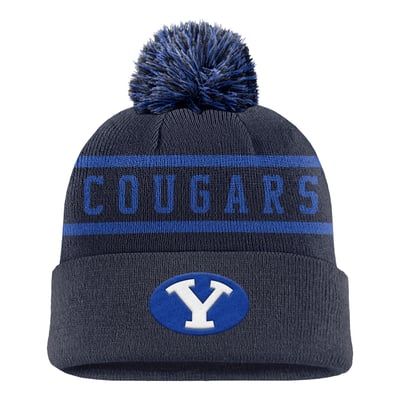 BYU Cougars Nike Peak Cuffed Knit Hat with Pom - Navy