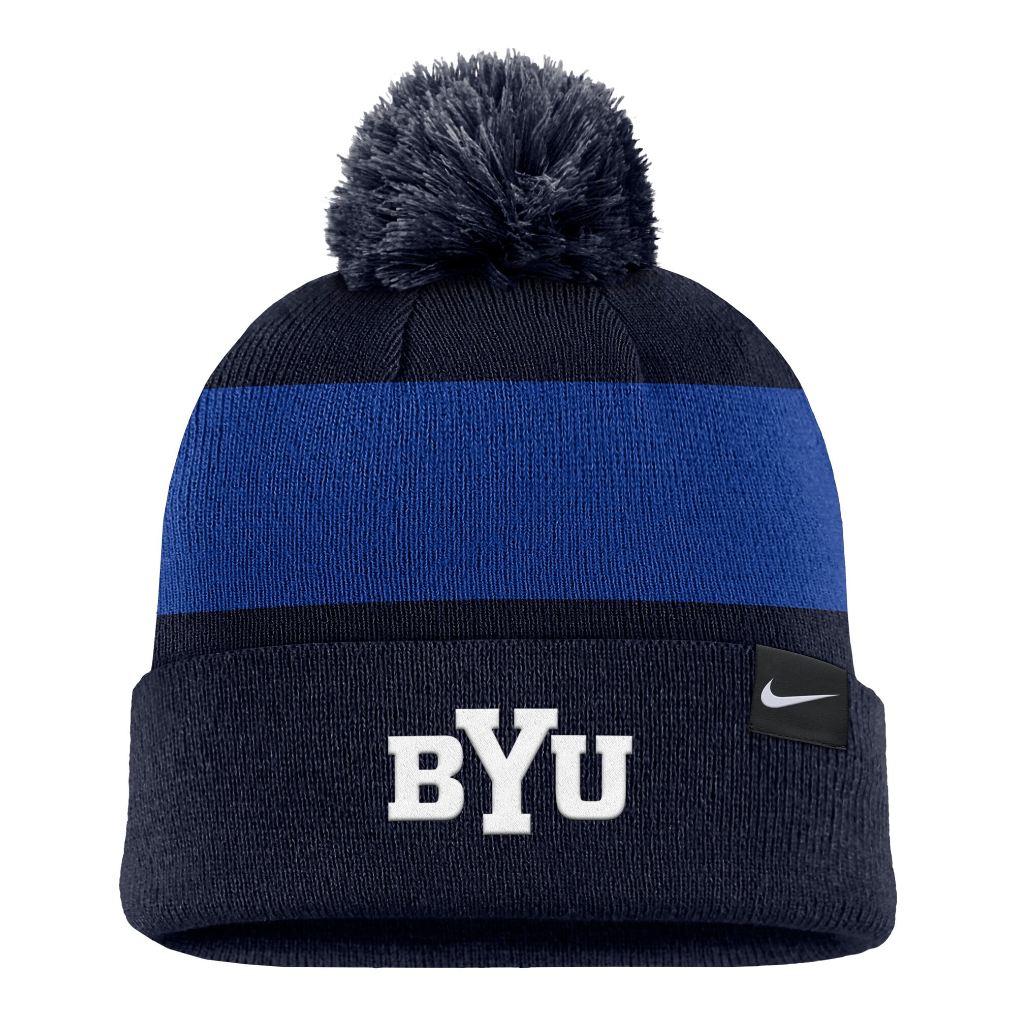Bonnet à rayures et logo Nike BYU Cougars Primetime bleu marine pour homme, avec pompon